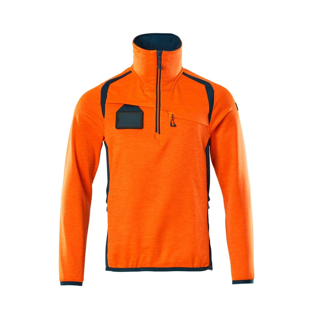 MASCOT® | Fleecepullover mit kurzem Reißverschluss ACCELERATE SAFE | 5XL | Hi-vis Orange/Dunkelpetroleum