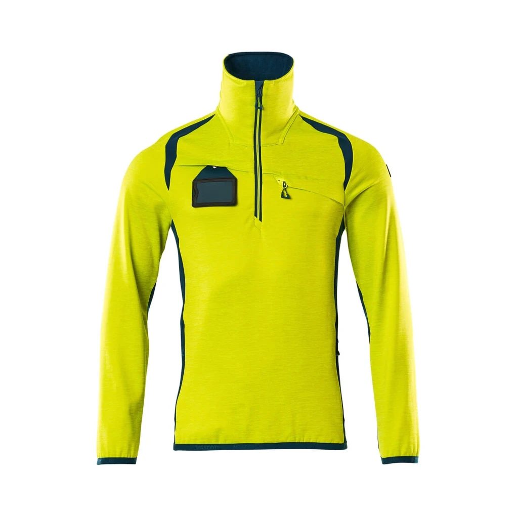 MASCOT® | Fleecepullover mit kurzem Reißverschluss ACCELERATE SAFE | 5XL | Hi-vis Gelb/Dunkelpetroleum