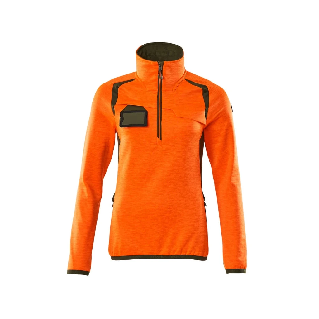 MASCOT® | Fleecepullover mit kurzem Reißverschluss ACCELERATE SAFE | 5XL | Hi-vis Orange/Moosgrün