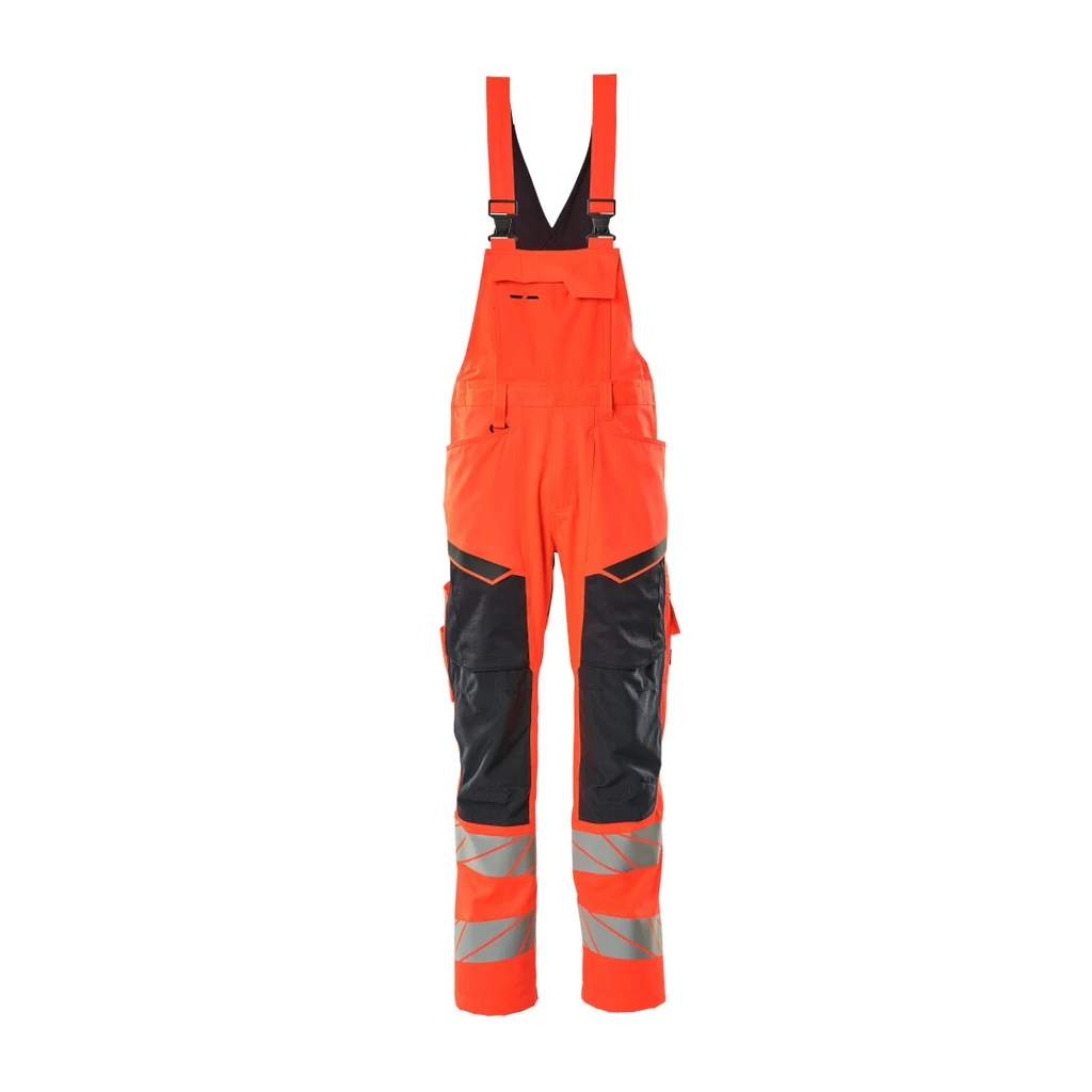 MASCOT® | Latzhose mit Knietaschen ACCELERATE SAFE | 90C54 | Hi-vis Rot/Schwarzblau