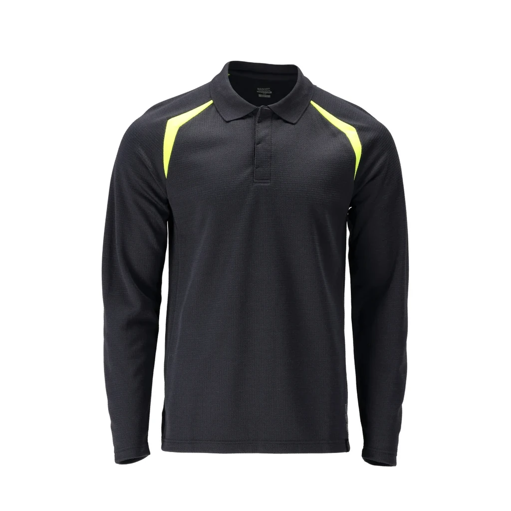 MASCOT® | Polo-Shirt Langarm ACCELERATE MULTISAFE | 2XL | Schwarzblau/Hi-vis Gelb