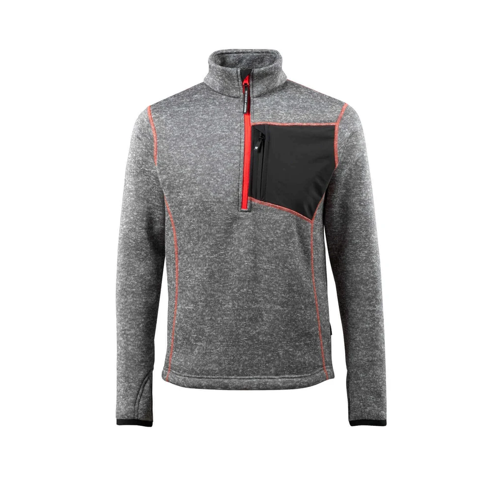 MASCOT® | Strickpullover mit kurzem Reißverschluss HARDWEAR | 2XL | Grau-meliert