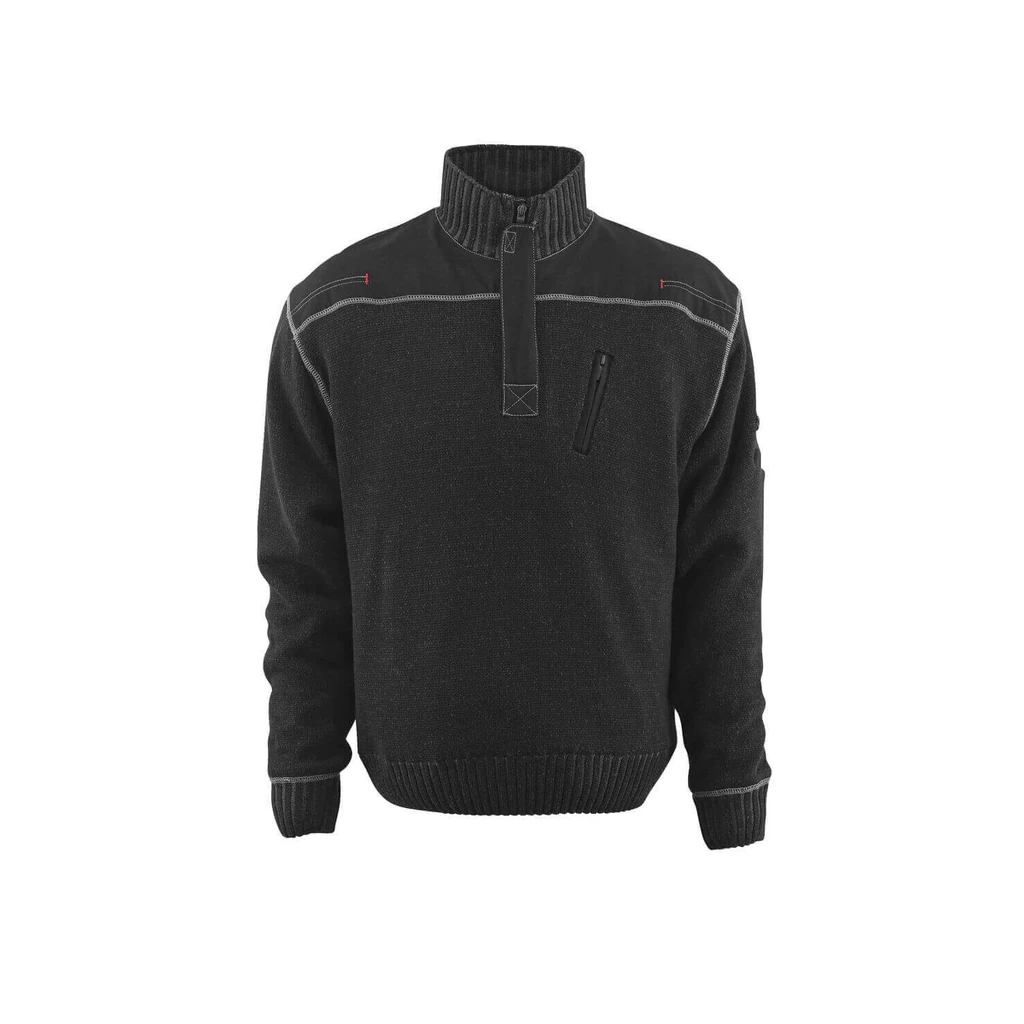 MASCOT® | Strickpullover mit kurzem Reißverschluss FRONTLINE | S | Schwarz
