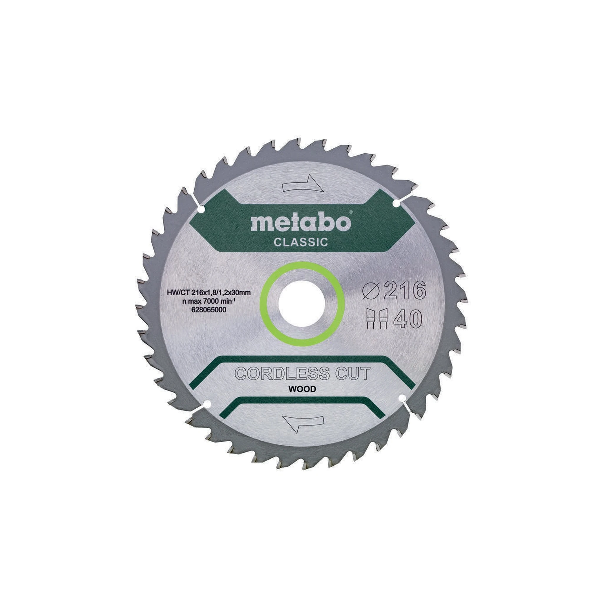 METABO | Kreissägeblatt | Außen-Ø 216 mm Zähnezahl 40 | Bohrung 30 mm Schnittbreite 1,8 mm