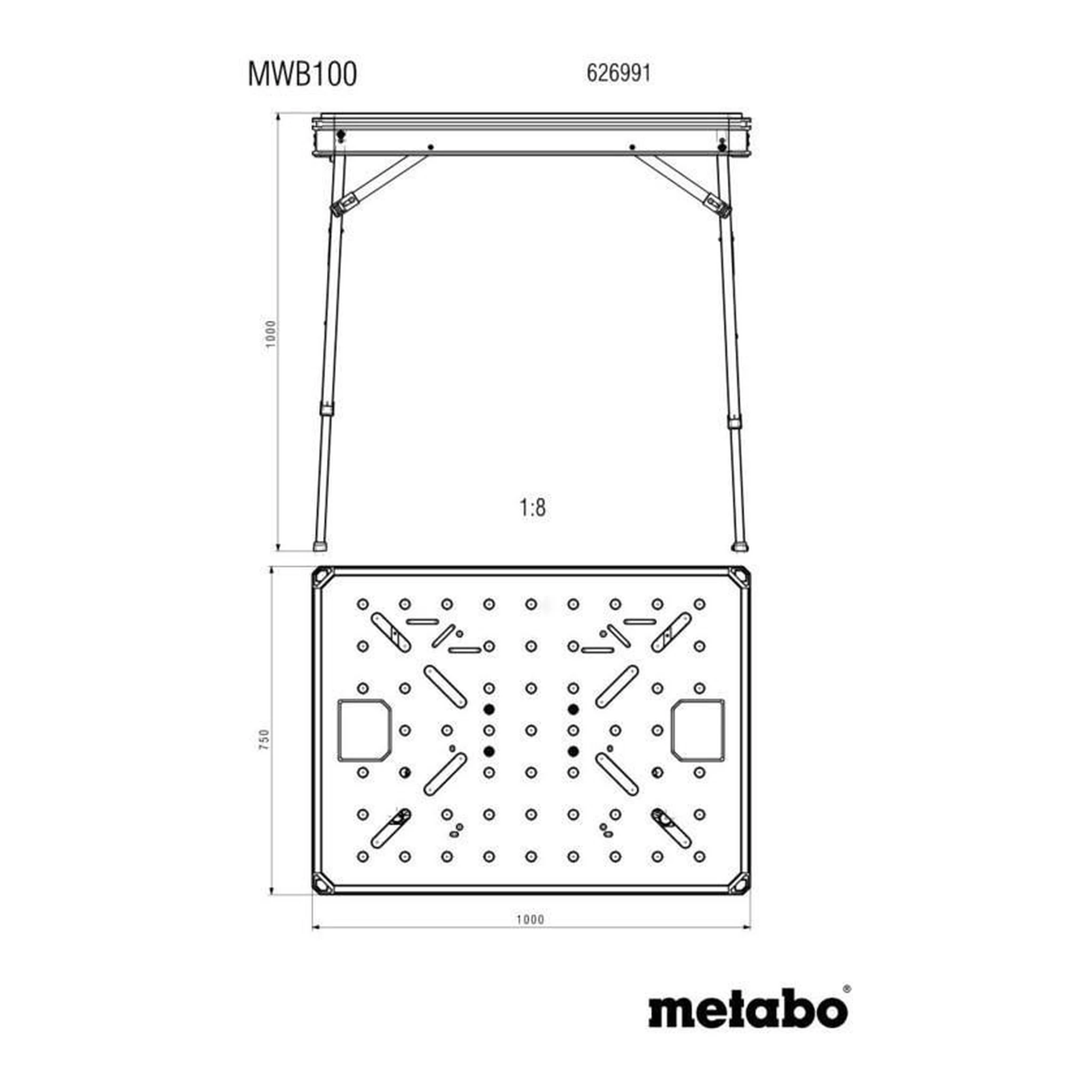 METABO | Multifunktionstisch | Höhe 800-1000mm Traglast 120kg | Arbeitsplatte MDF – Bild 3