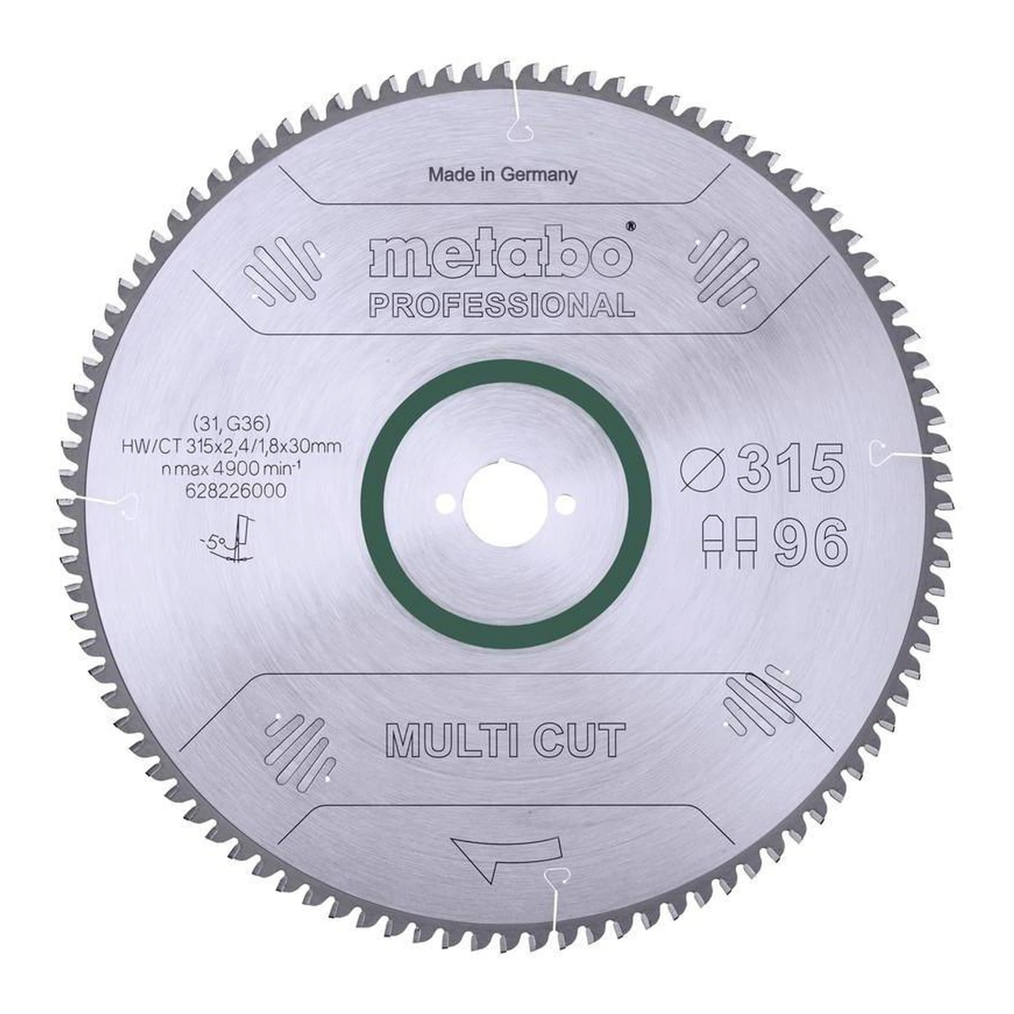 METABO | Kreissägeblatt | D315xSchnitt-B.2,4xBohrung30mm 96Zähne | Flach-Trapezzahn