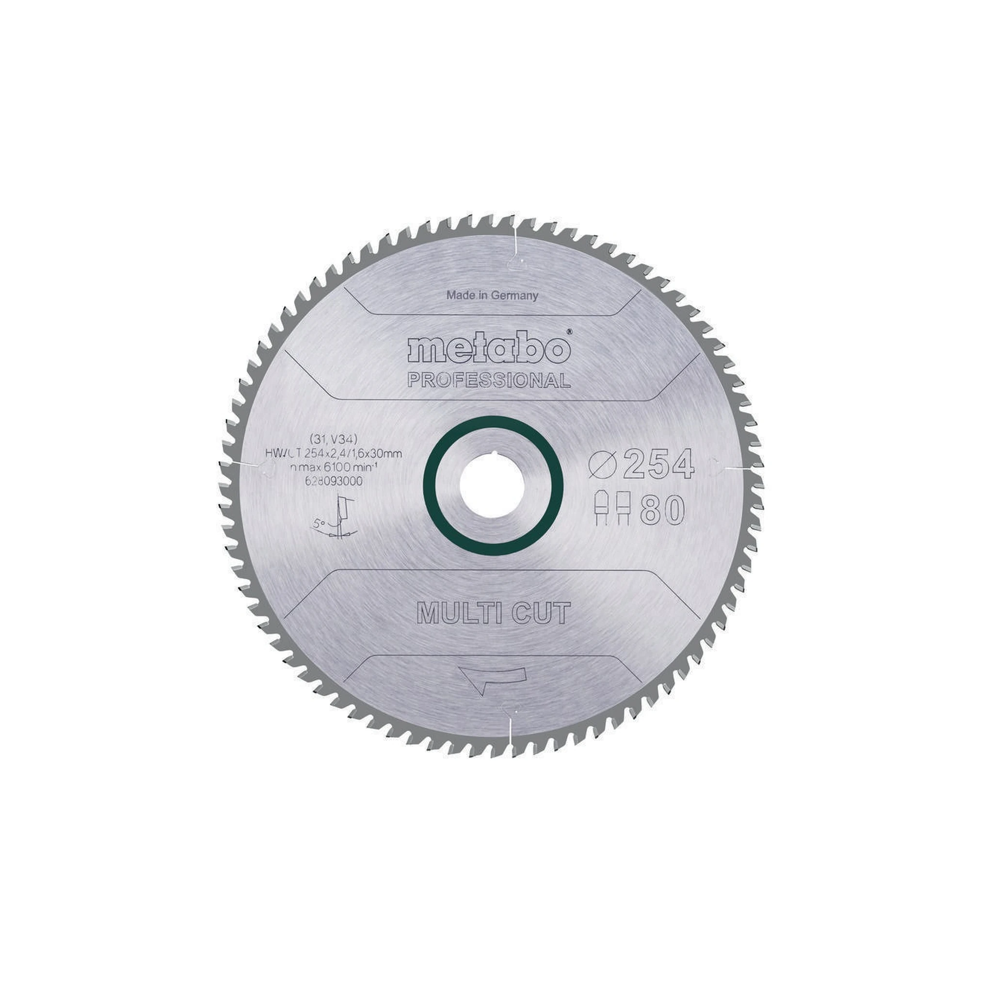 METABO | Kreissägeblatt | D254xSchnitt-B.2,4xBohrung30mm 80Zähne | Flach-Trapezzahn
