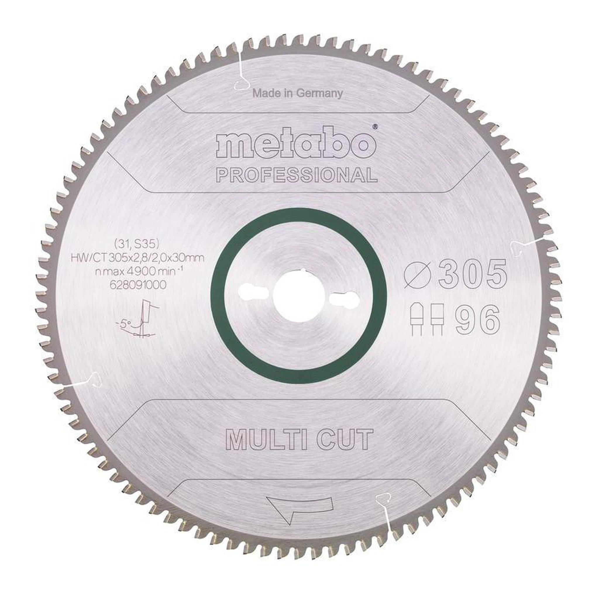 METABO | Kreissägeblatt | D305xSchnitt-B.2,8xBohrung30mm 96Zähne | Flach-Trapezzahn