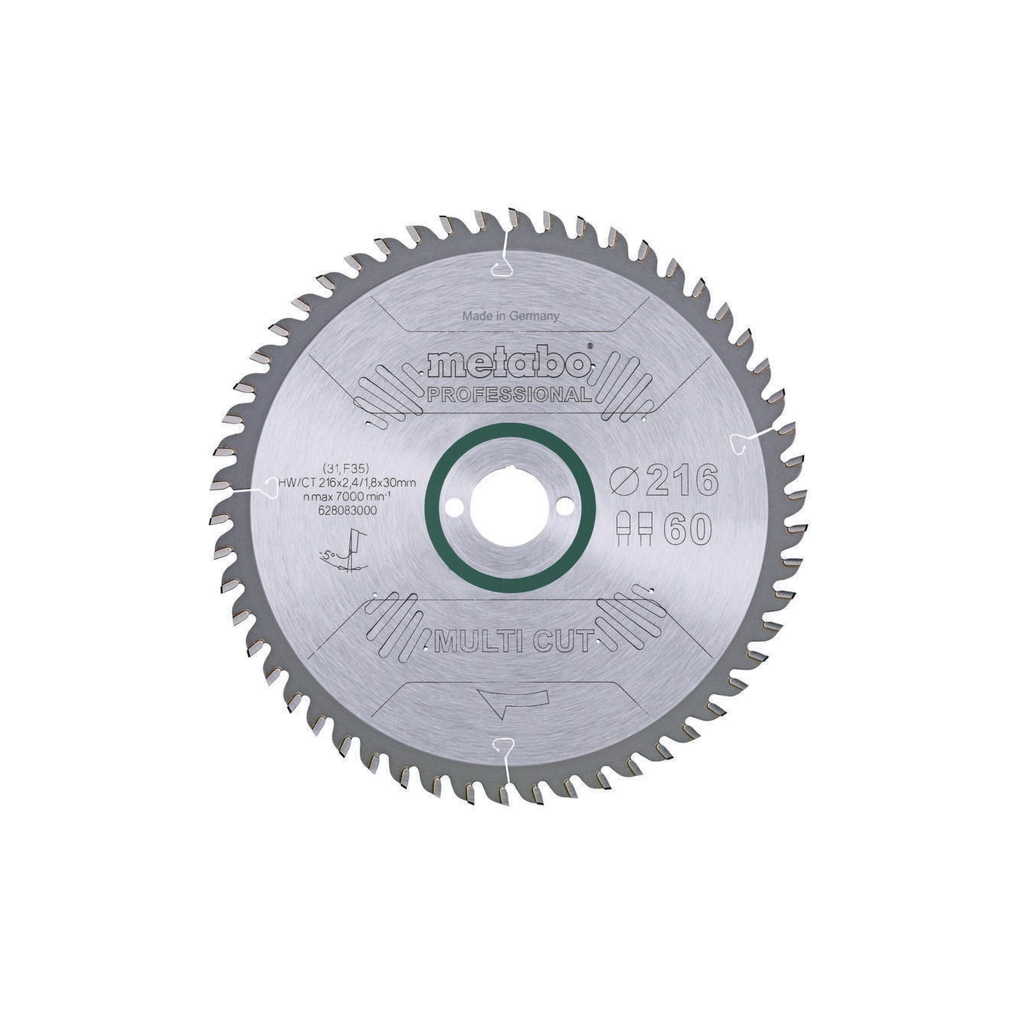 METABO | Kreissägeblatt | D216xSchnitt-B.2,4xBohrung30mm 60Zähne | Flach-Trapezzahn
