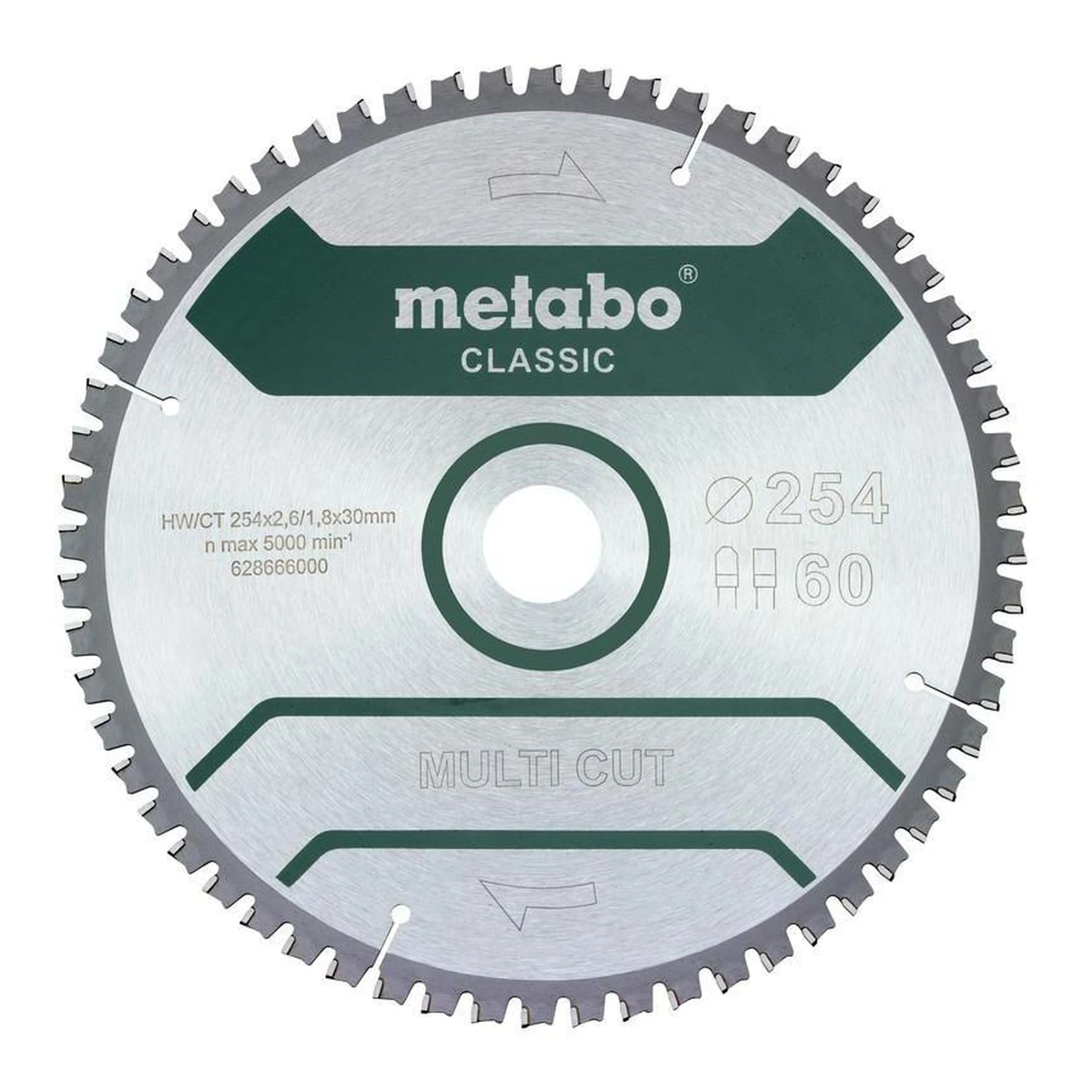 METABO | Kreissägeblatt | D254x2,6/1,8xBohrung30mm Zähnezahl 60 | FZ/TZ