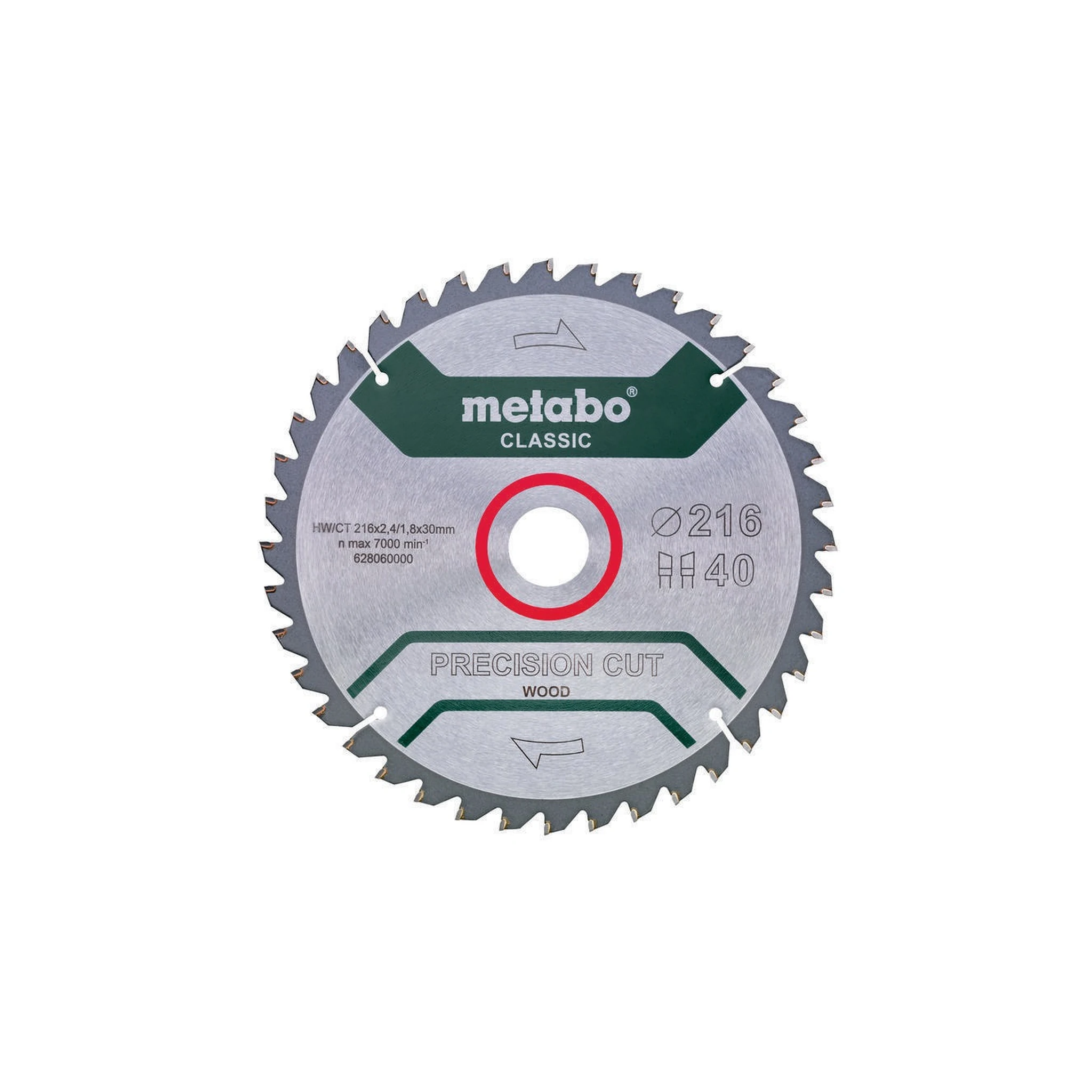 METABO | Kreissägeblatt | Außen-Ø 216 mm Zähnezahl 40 | Bohrung 30 mm Schnittbreite 2,4 mm