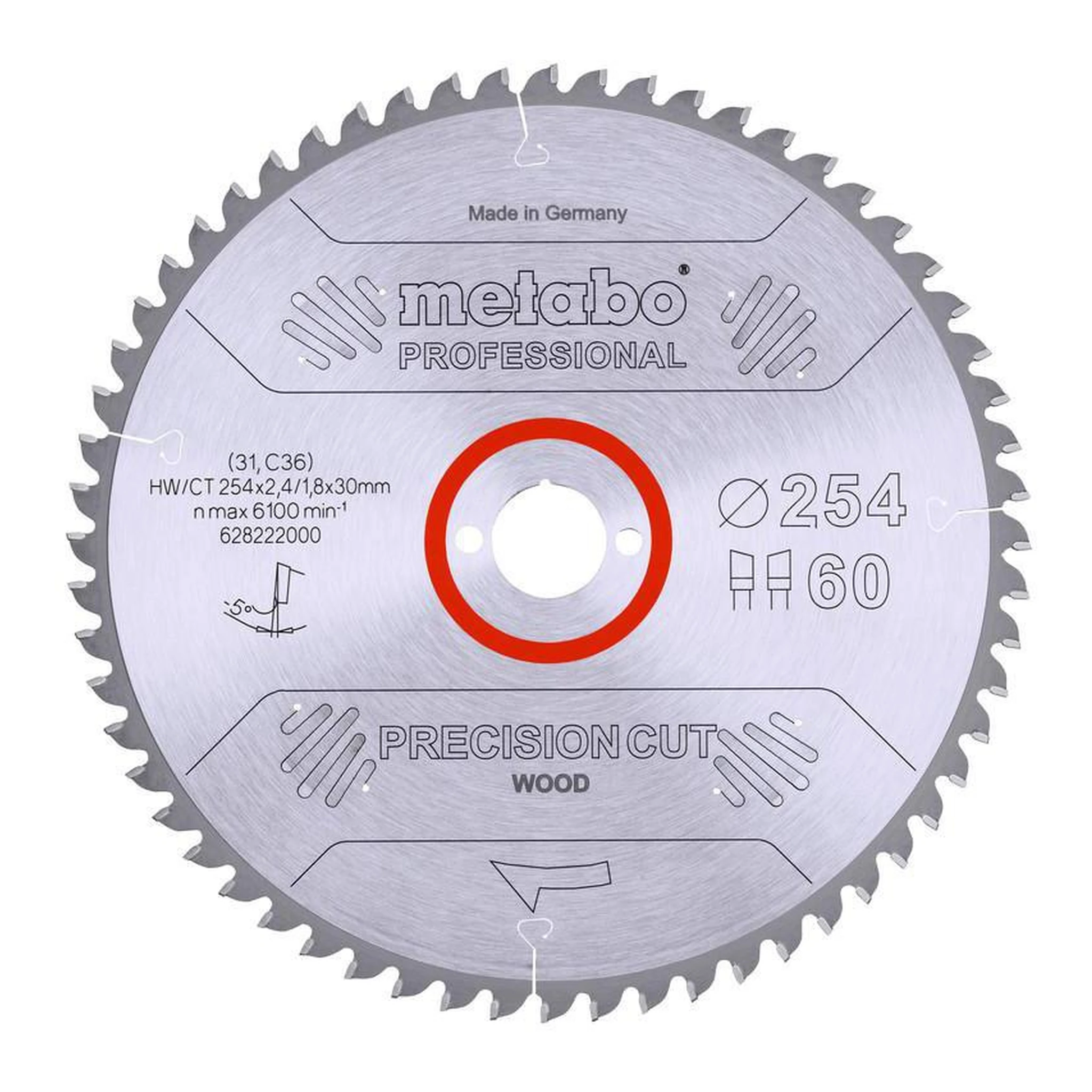 METABO | Kreissägeblatt | D254xSchnitt-B.2,4xBohrung30mm 60Zähne | Wechselzahn