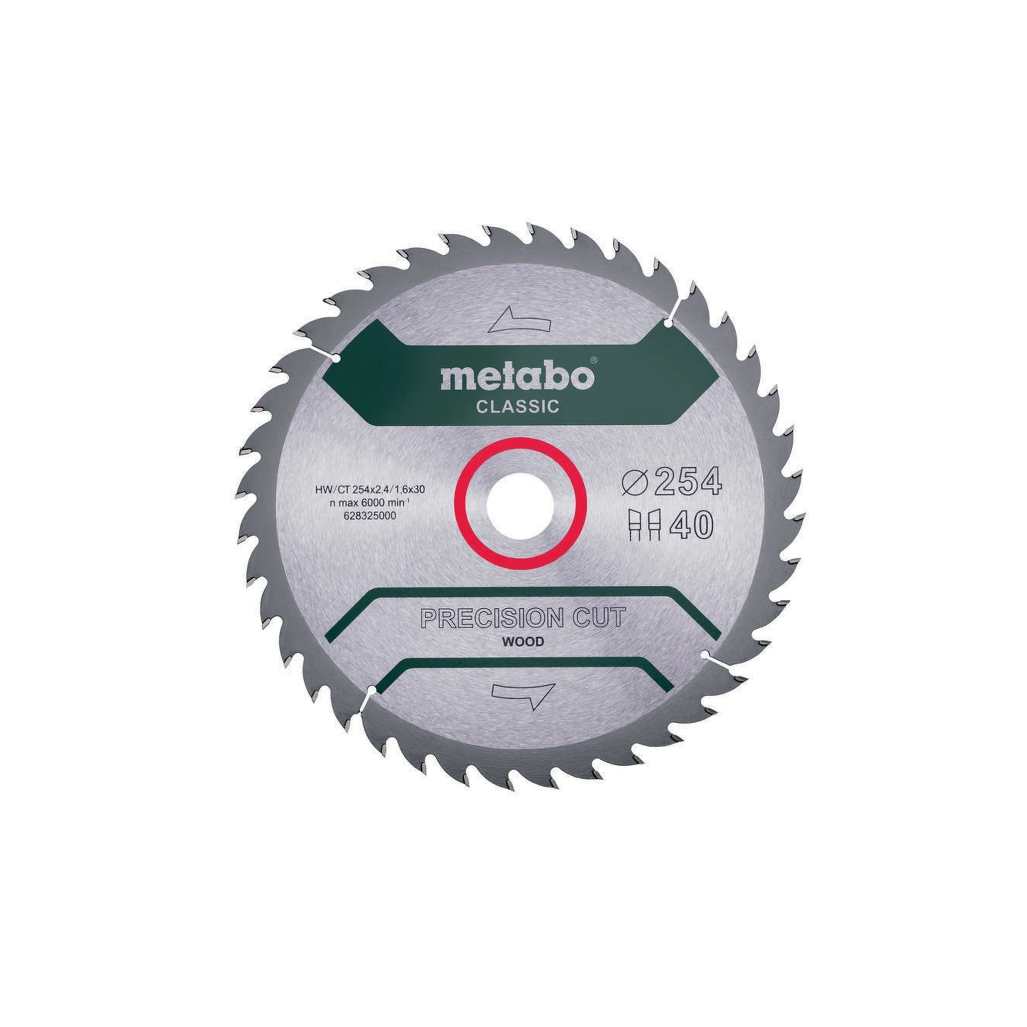 METABO | Kreissägeblatt | D254x2,4/1,6x30,mm Zähne40 WZ 20Grad | Bohrung 30 mm Schnittbreite 2,4 mm