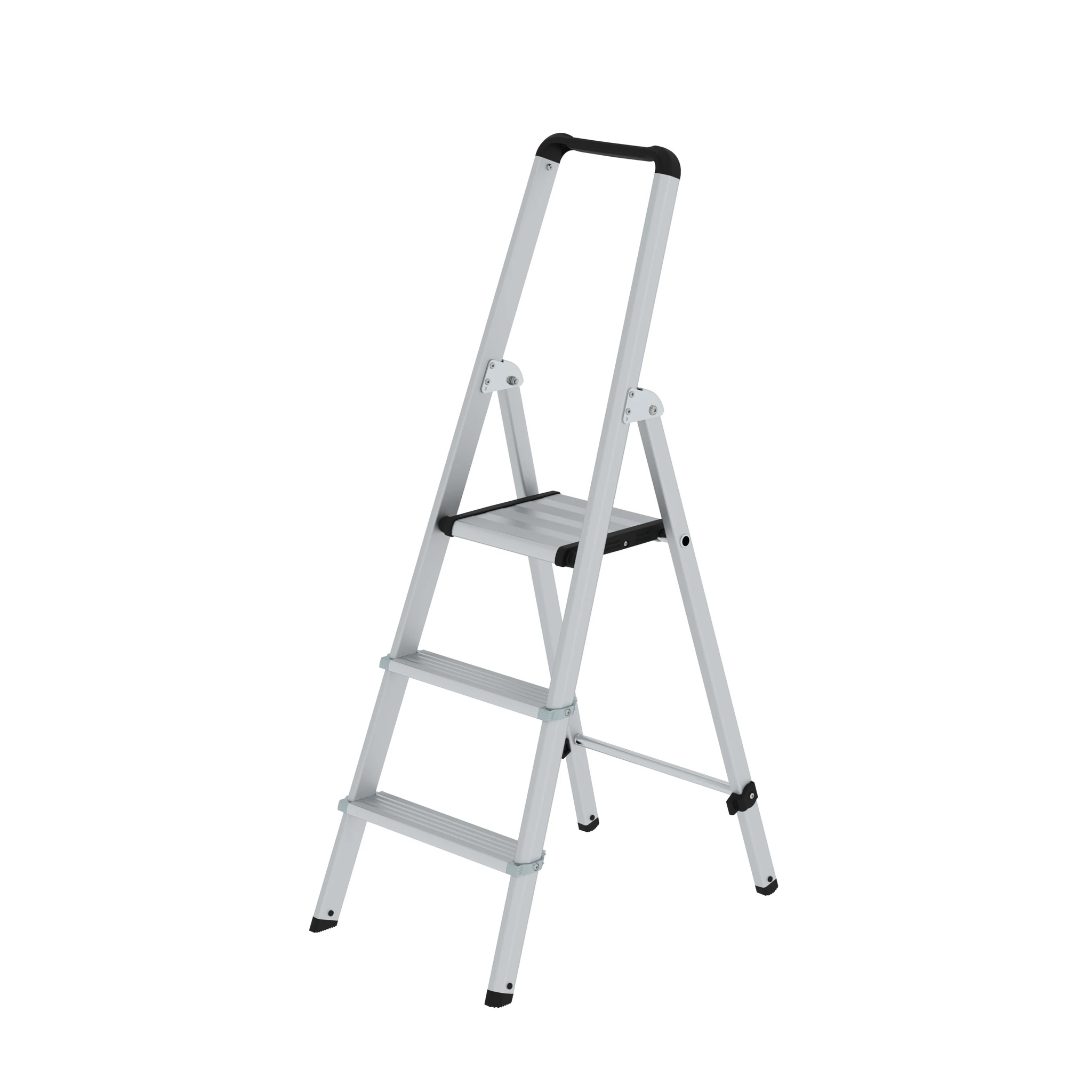 MUNK | ML Stufen-Stehleiter einseitig begehbar Aluminium eloxiert 3 Stufen