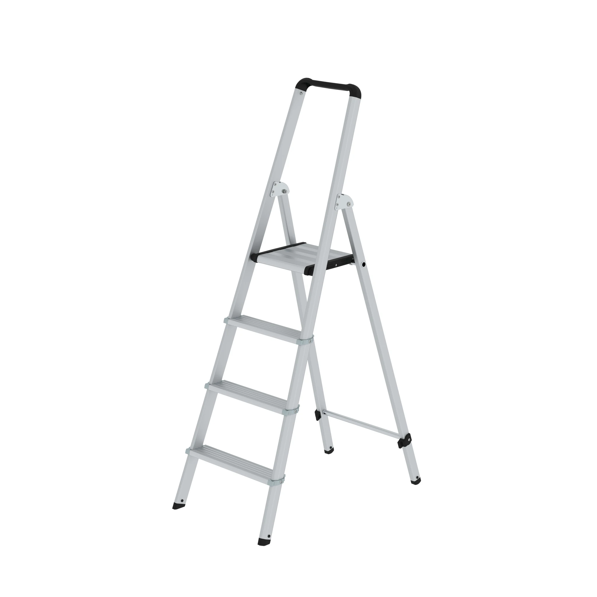 MUNK | ML Stufen-Stehleiter einseitig begehbar Aluminium eloxiert 4 Stufen