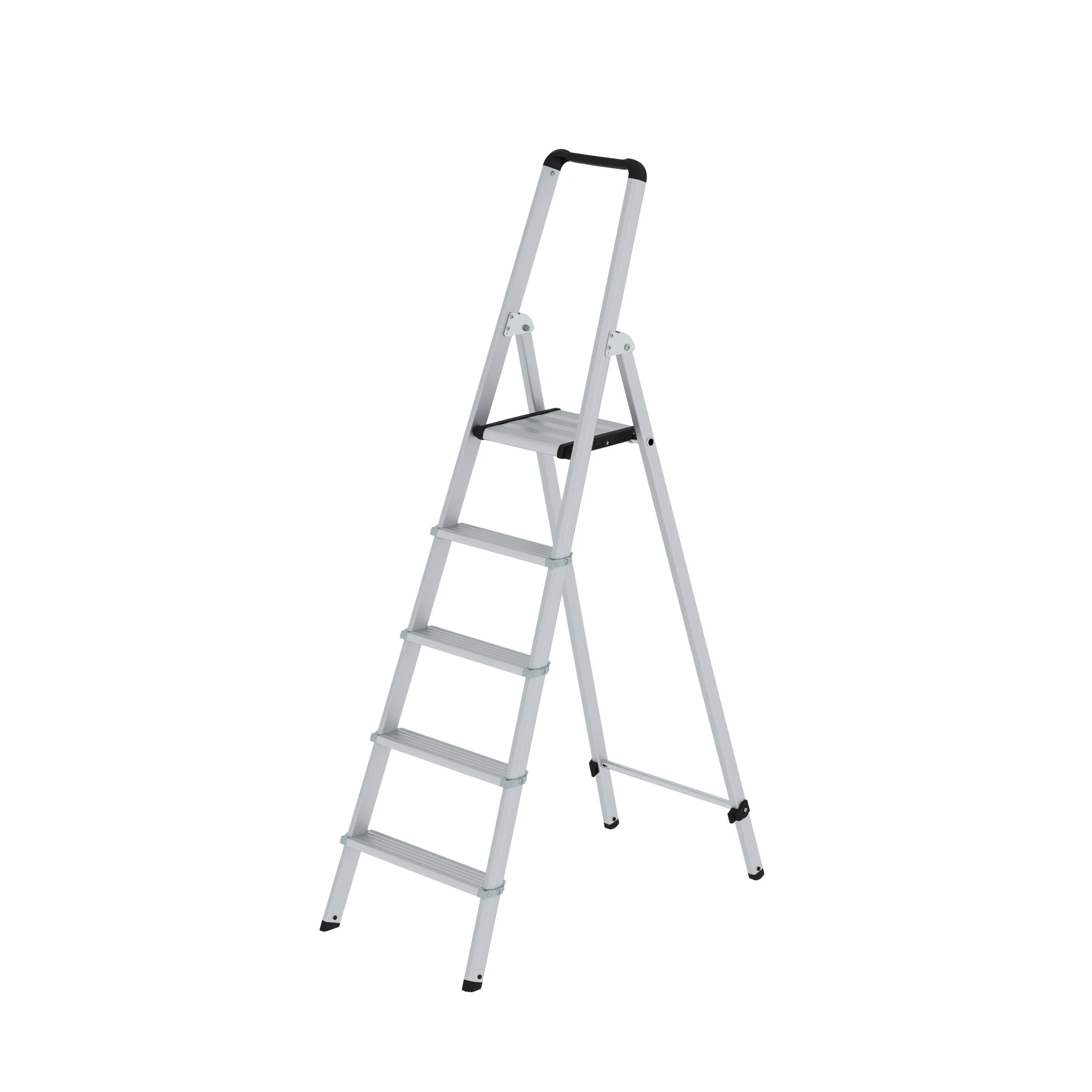 MUNK | ML Stufen-Stehleiter einseitig begehbar Aluminium eloxiert 5 Stufen