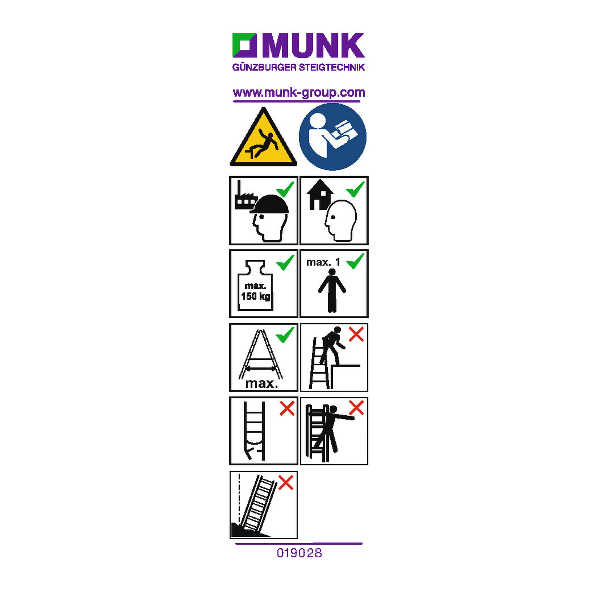 MUNK | Hinweis-Aufkleber für Haushaltsleiter einseitig begehbar Aufkleber 19028