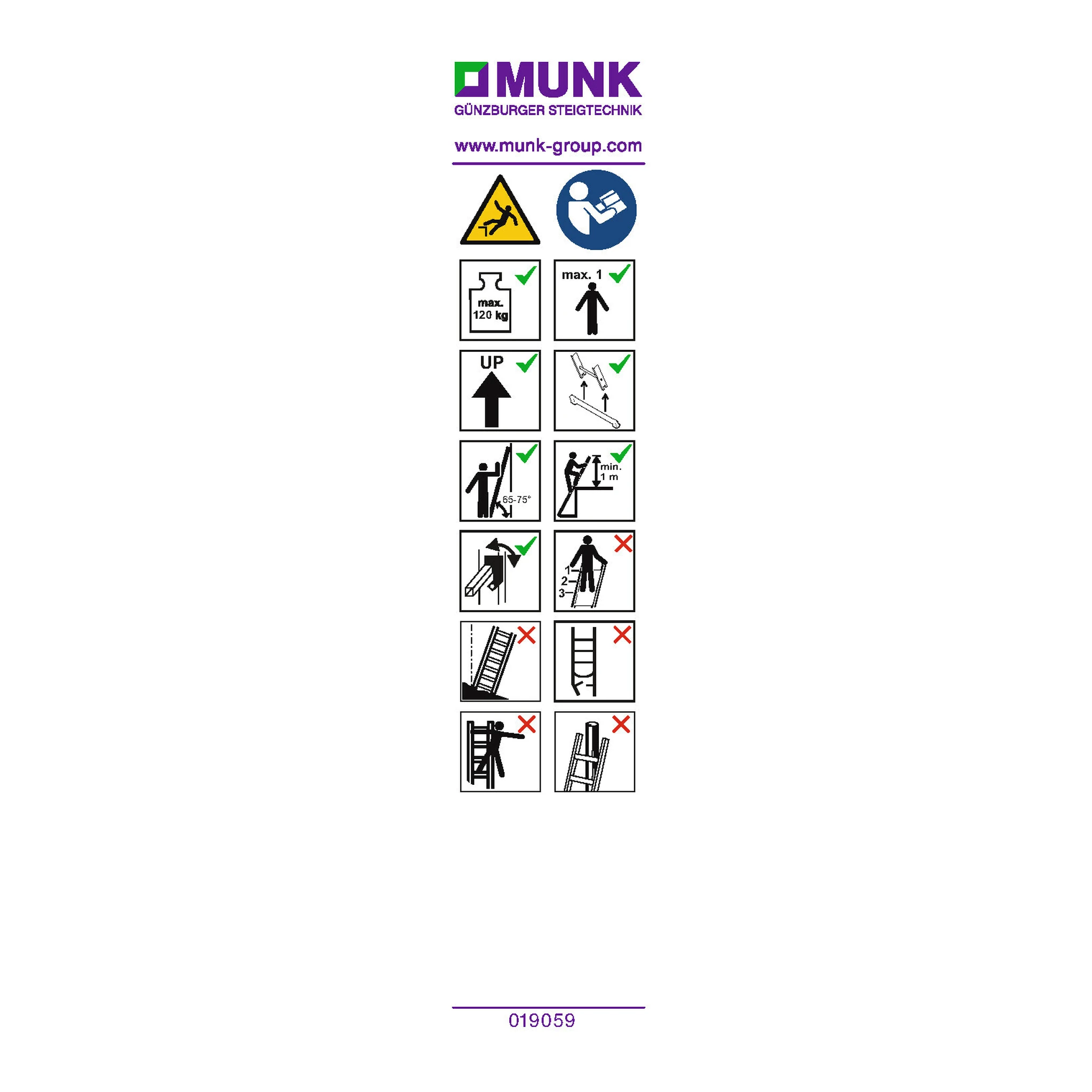 MUNK | Hinweis-Aufkleber für Glasreiniger-Etagenleiter Aufkleber 19059