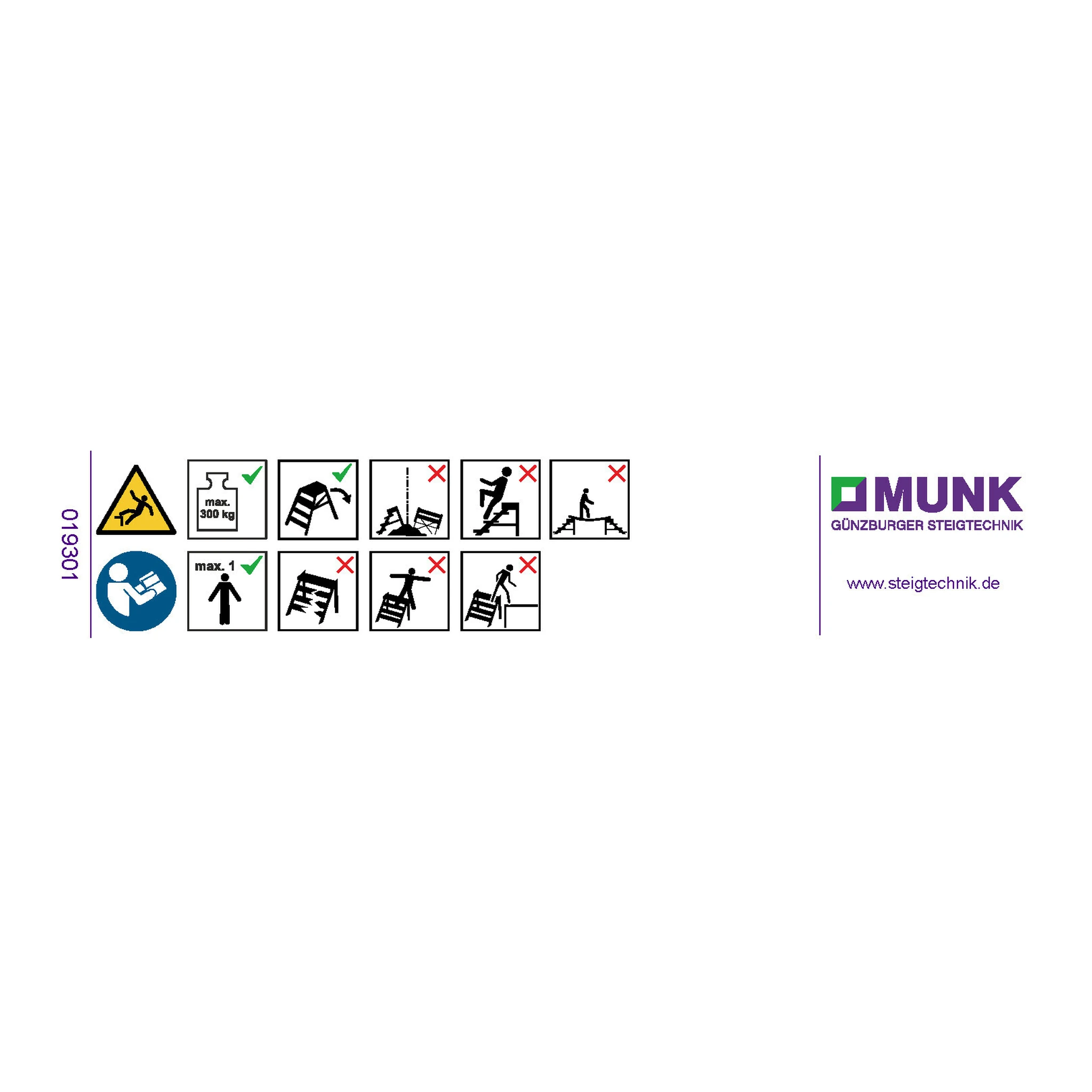MUNK | Hinweis-Aufkleber für Montagetritt Aufkleber 19301
