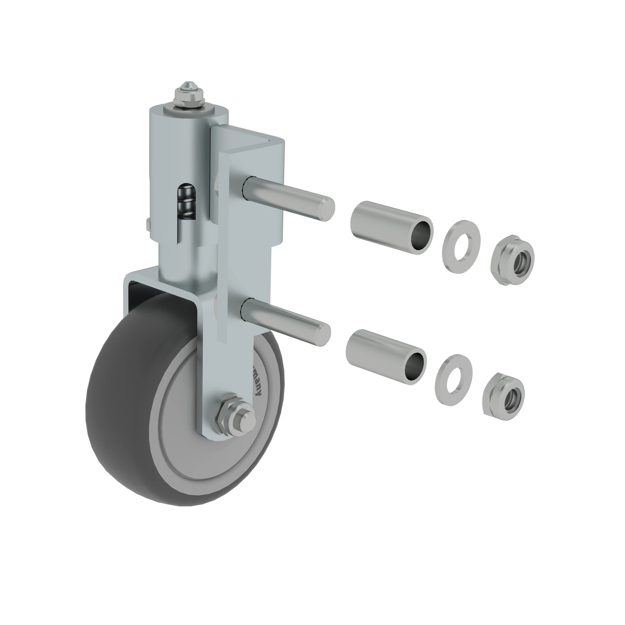 MUNK | Feder-Bockrolle für Stufenleiter rechts Ø 80 mm
