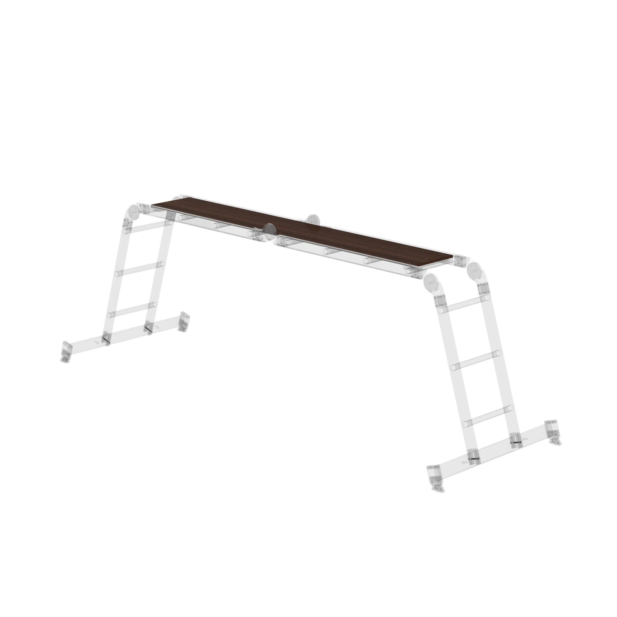 MUNK | Vielzweckleiter 4-teilig mit nivello®-Traverse und Holzbelag 2x3 + 2x4 Sprossen – Bild 2