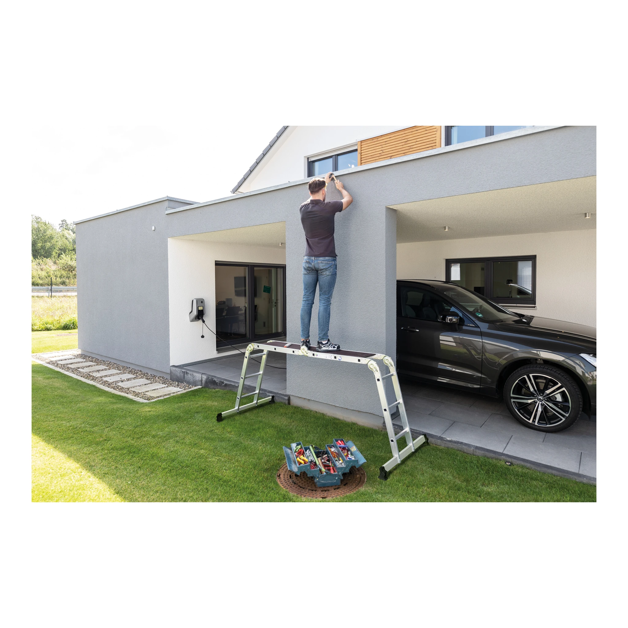 MUNK | Vielzweckleiter 4-teilig mit nivello®-Traverse 2x2 + 2x3 Sprossen – Bild 6
