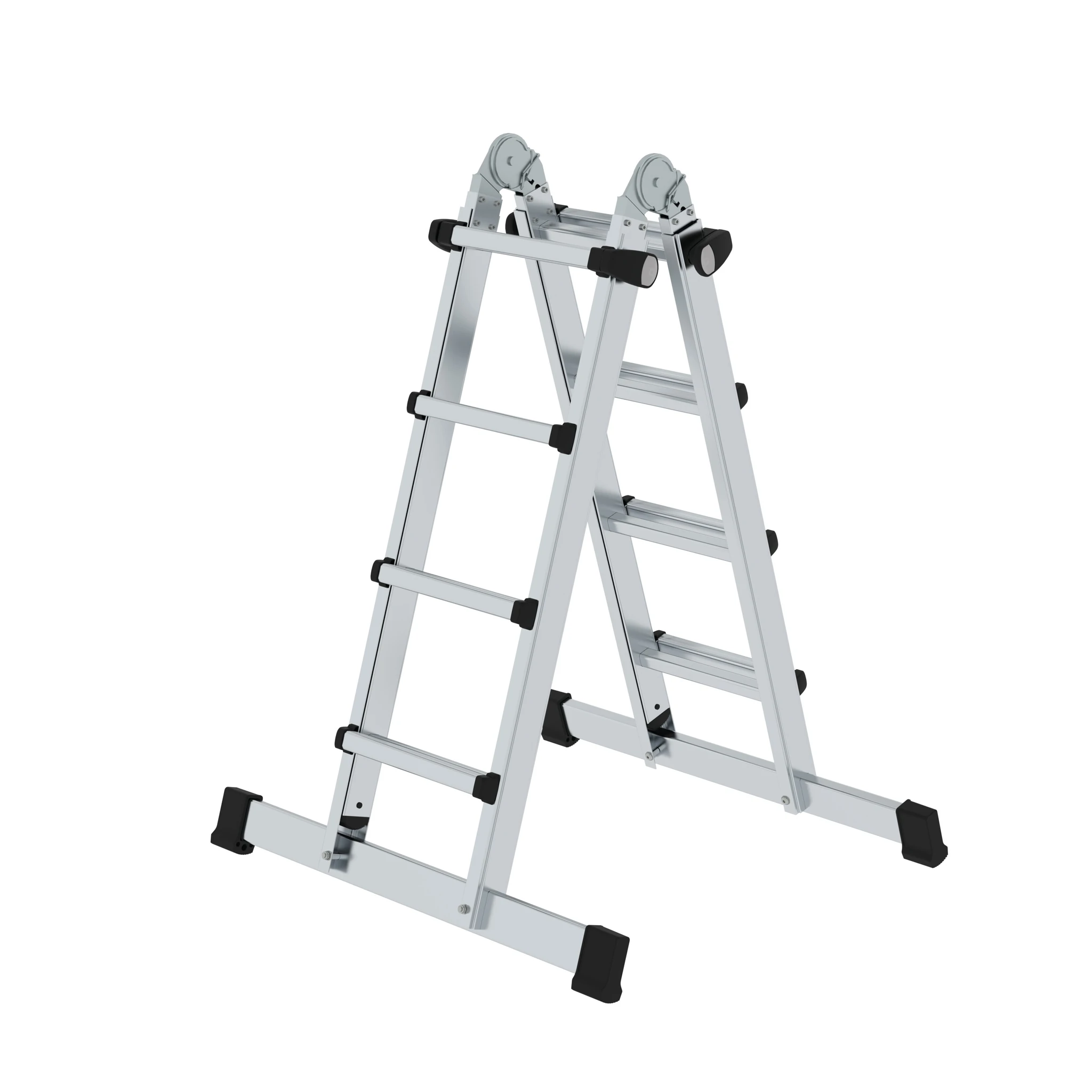 MUNK | Sprossen-Teleskopleiter 4-teilig mit Traverse 4x4 Sprossen