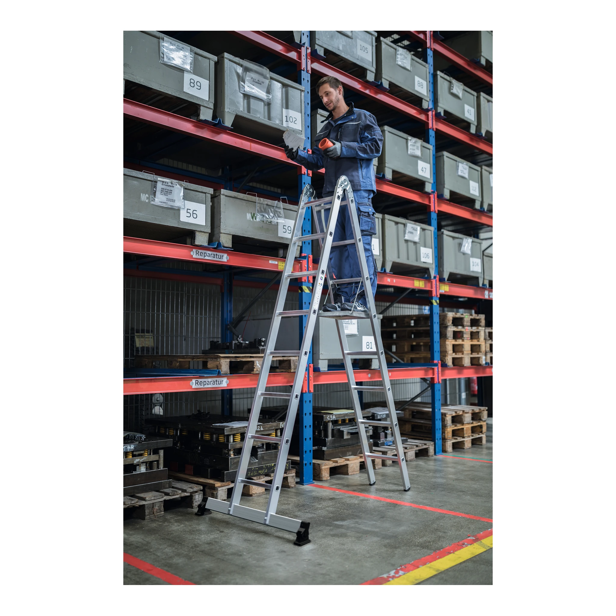 MUNK | Klappleiter 2-teilig mit nivello®-Traverse 2x6 Sprossen – Bild 3