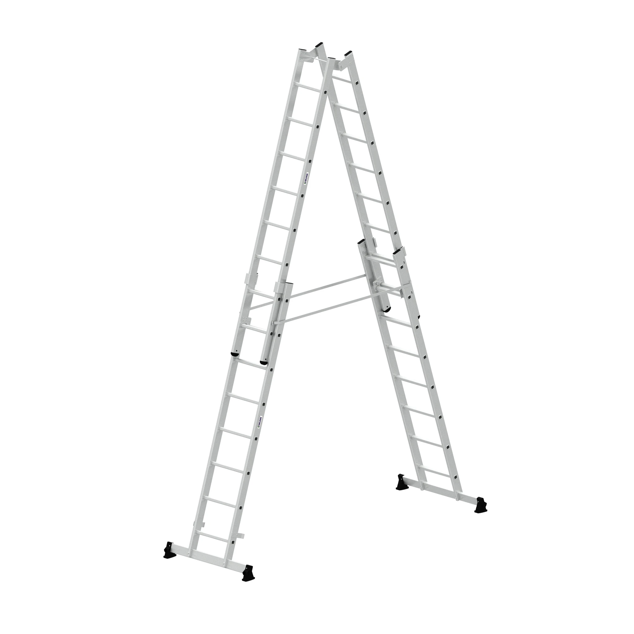 MUNK | Sprossen-Stehleiter 4-teilig mit nivello®-Traverse 4x8 Sprossen