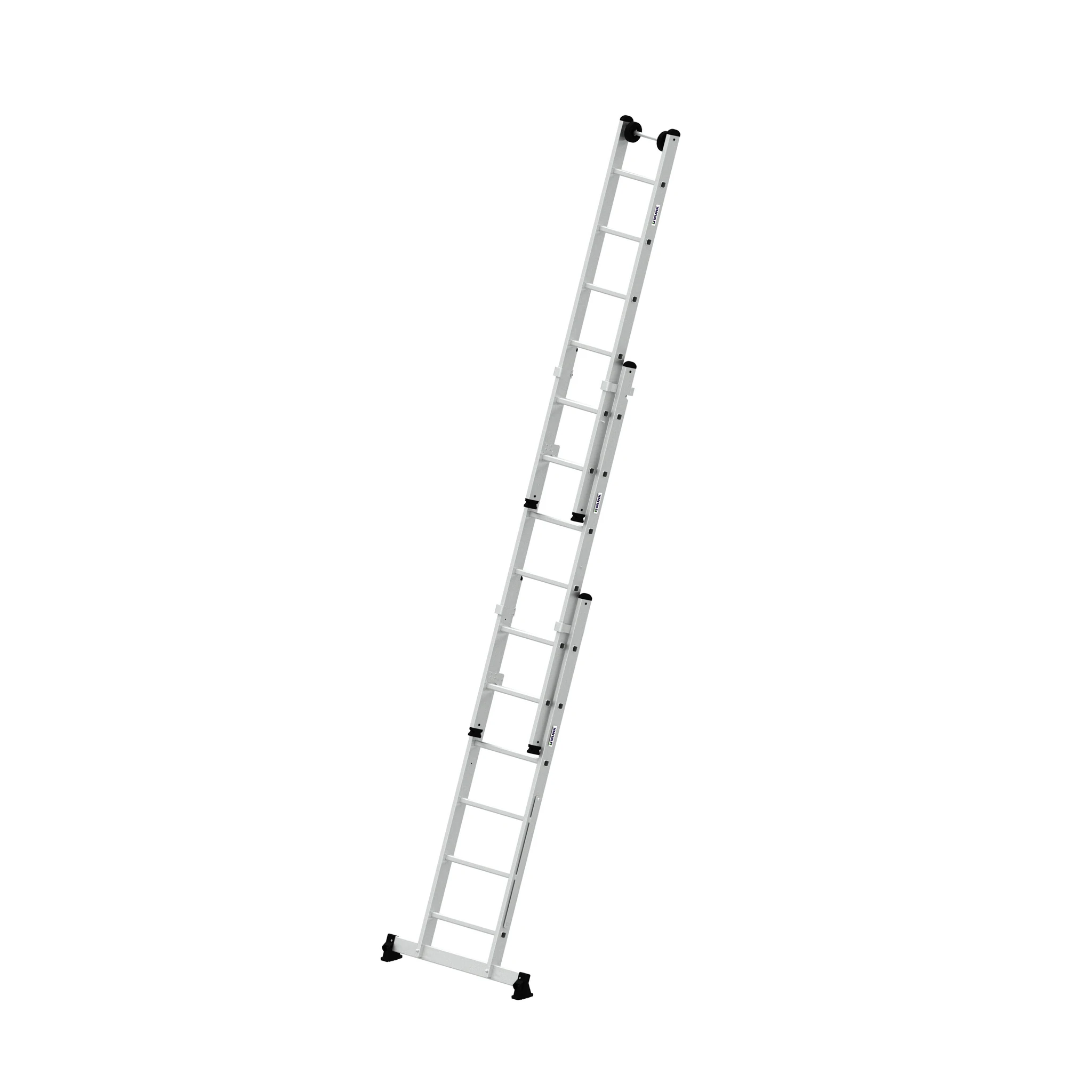MUNK | Mehrzweckleiter 3-teilig mit nivello®-Traverse und Wandlaufrollen 3x6 Sprossen – Bild 2