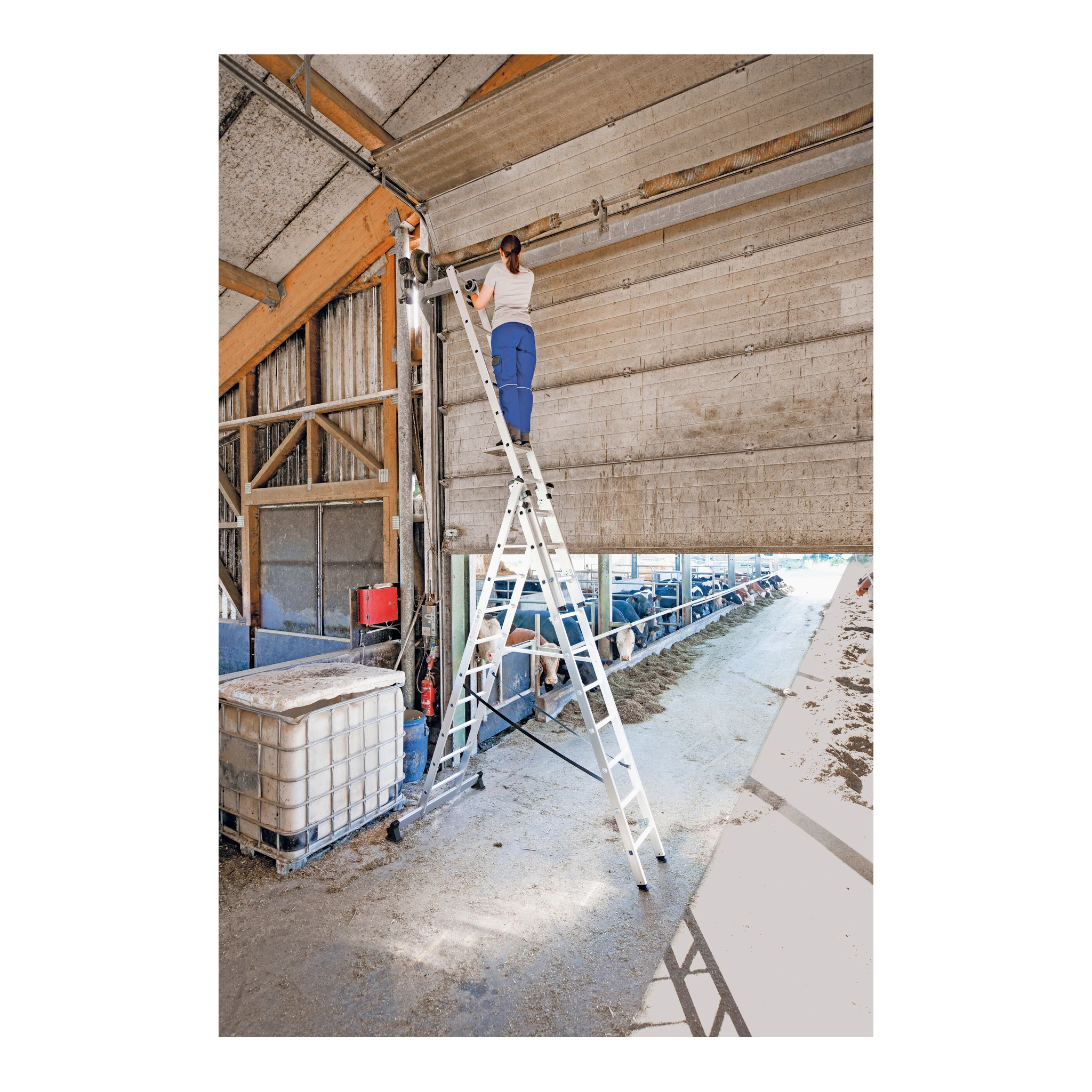 MUNK | Mehrzweckleiter 3-teilig mit nivello®-Traverse und Wandlaufrollen 3x10 Sprossen – Bild 5