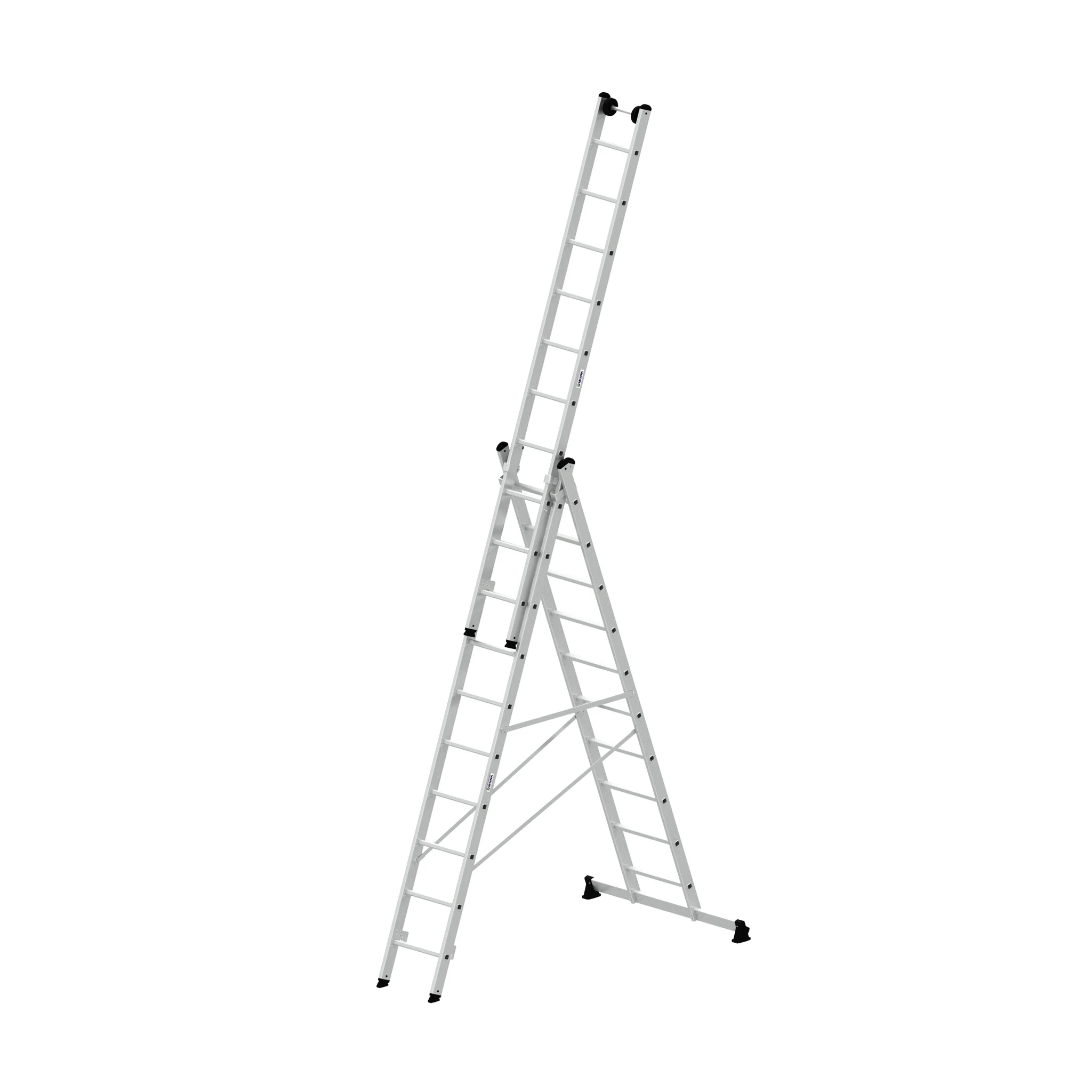 MUNK | Mehrzweckleiter 3-teilig mit nivello®-Traverse und Wandlaufrollen 3x10 Sprossen