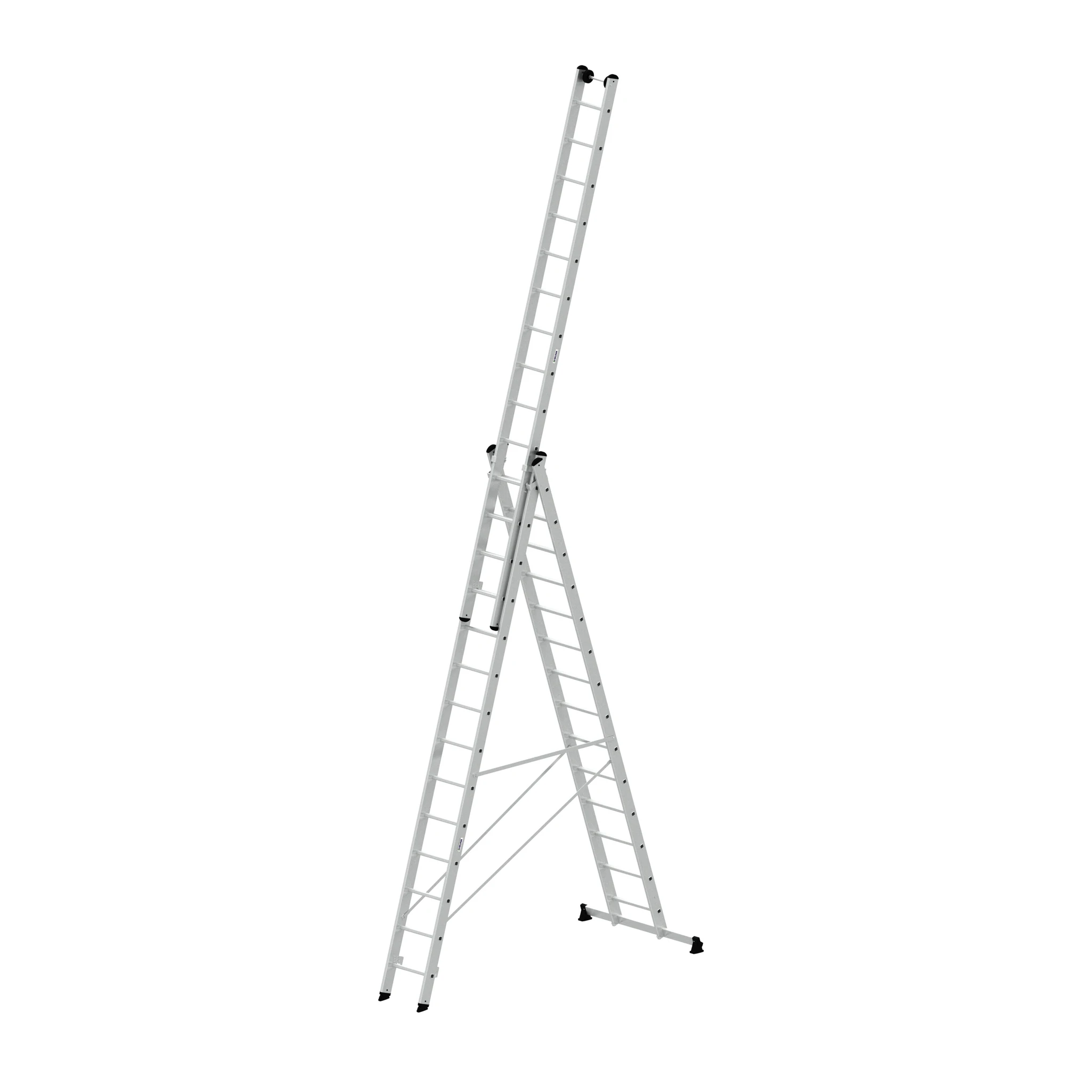 MUNK | Mehrzweckleiter 3-teilig mit nivello®-Traverse und Wandlaufrollen 3x14 Sprossen – Bild 2