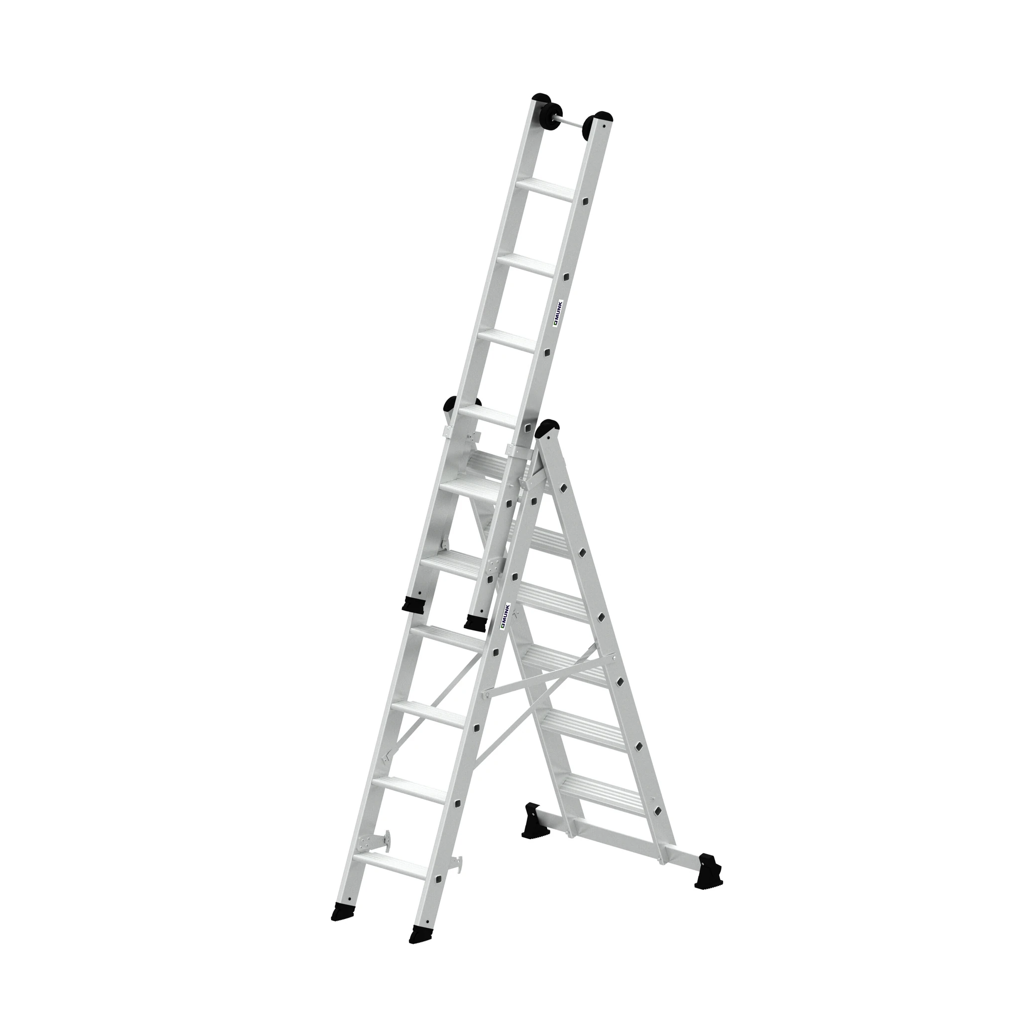 MUNK | Stufen-Mehrzweckleiter 3-teilig mit nivello®-Traverse 3x6 Stufen
