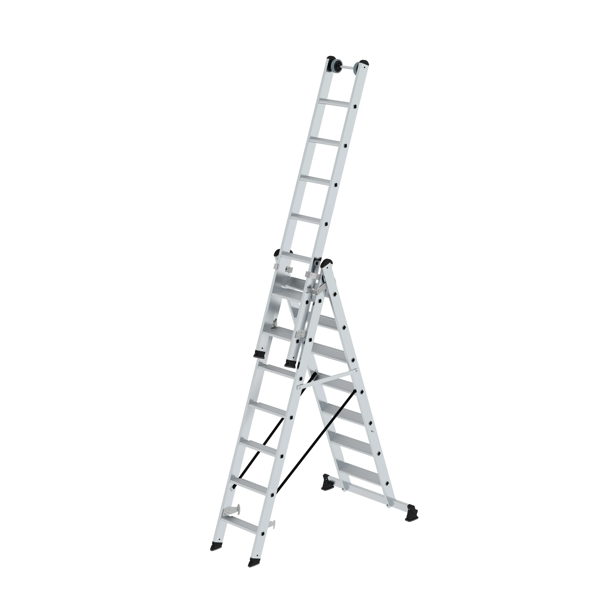 MUNK | Stufen-Mehrzweckleiter 3-teilig mit nivello®-Traverse 3x7 Stufen