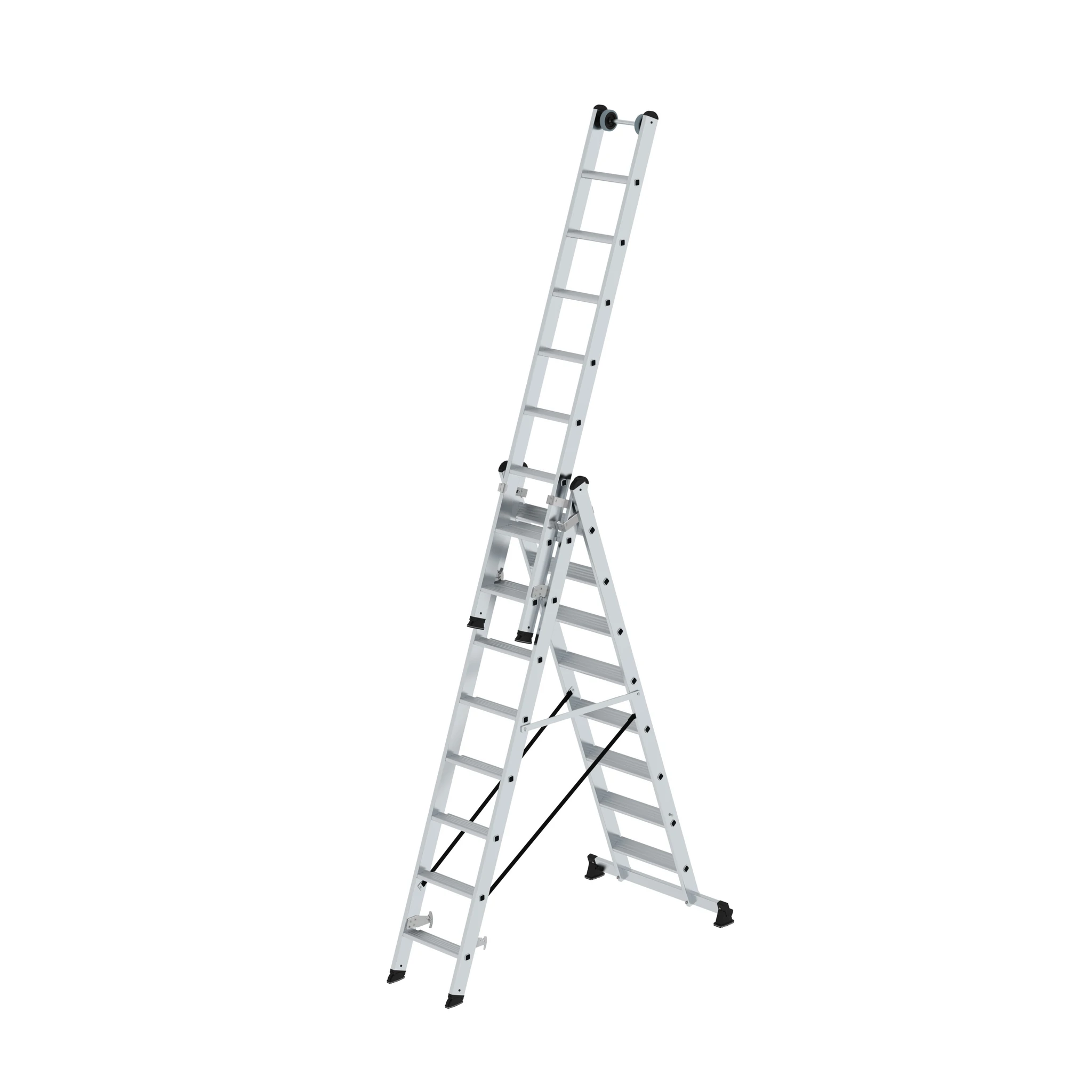 MUNK | Stufen-Mehrzweckleiter 3-teilig mit nivello®-Traverse 3x8 Stufen