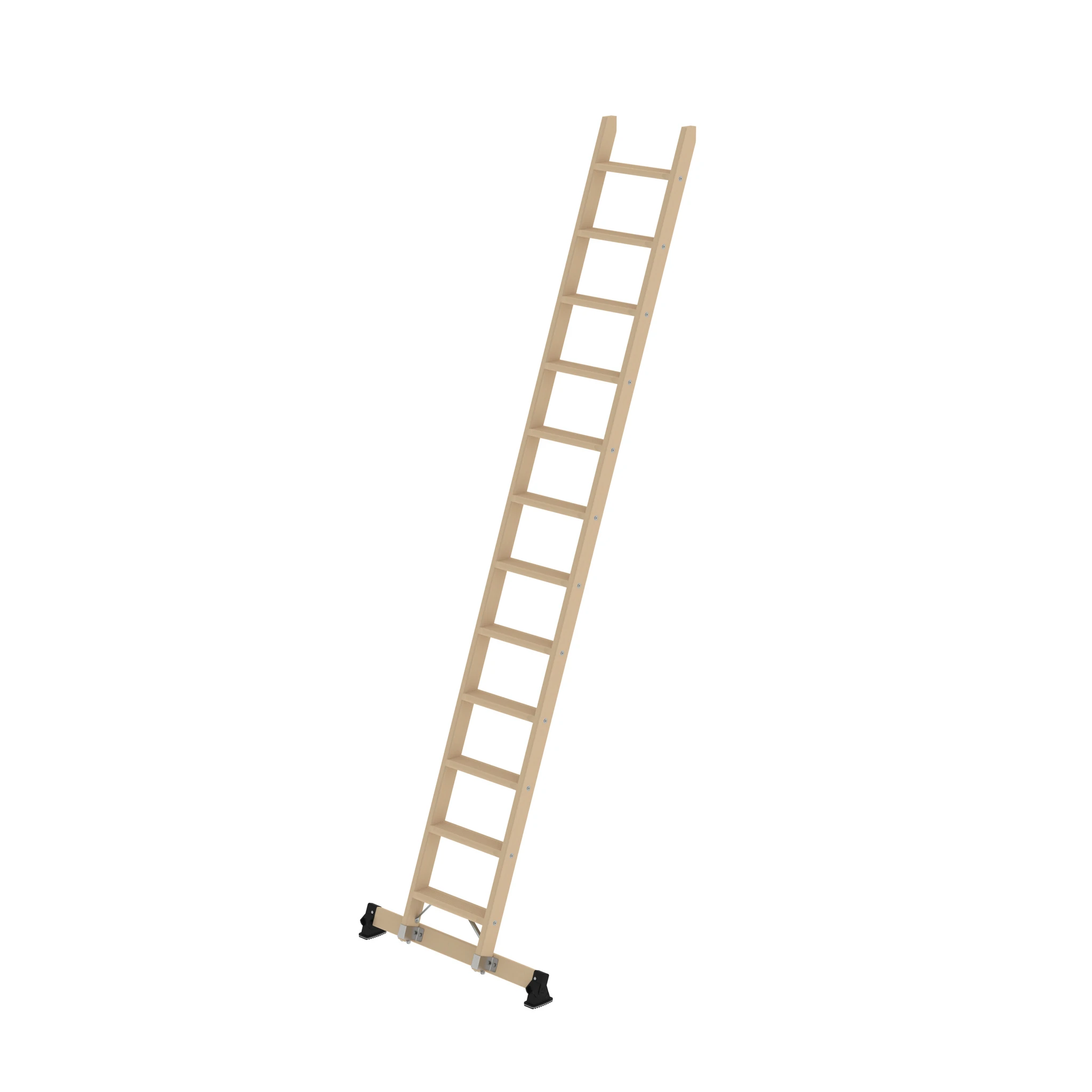 MUNK | Stufen-Anlegeleiter Holz mit nivello®-Traverse 12 Stufen