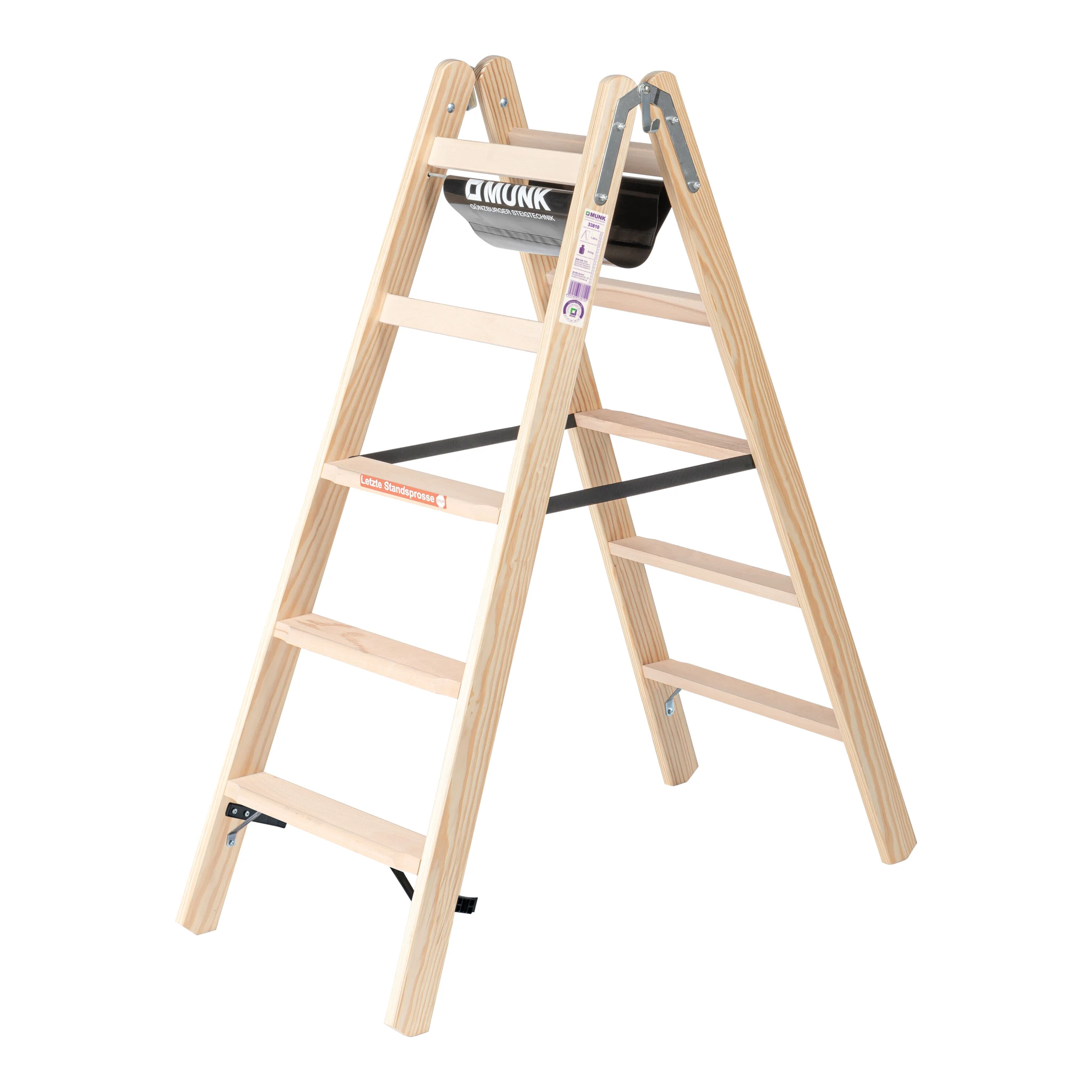 MUNK | Stufen-Stehleiter Holz beidseitig begehbar 2x5 Stufen