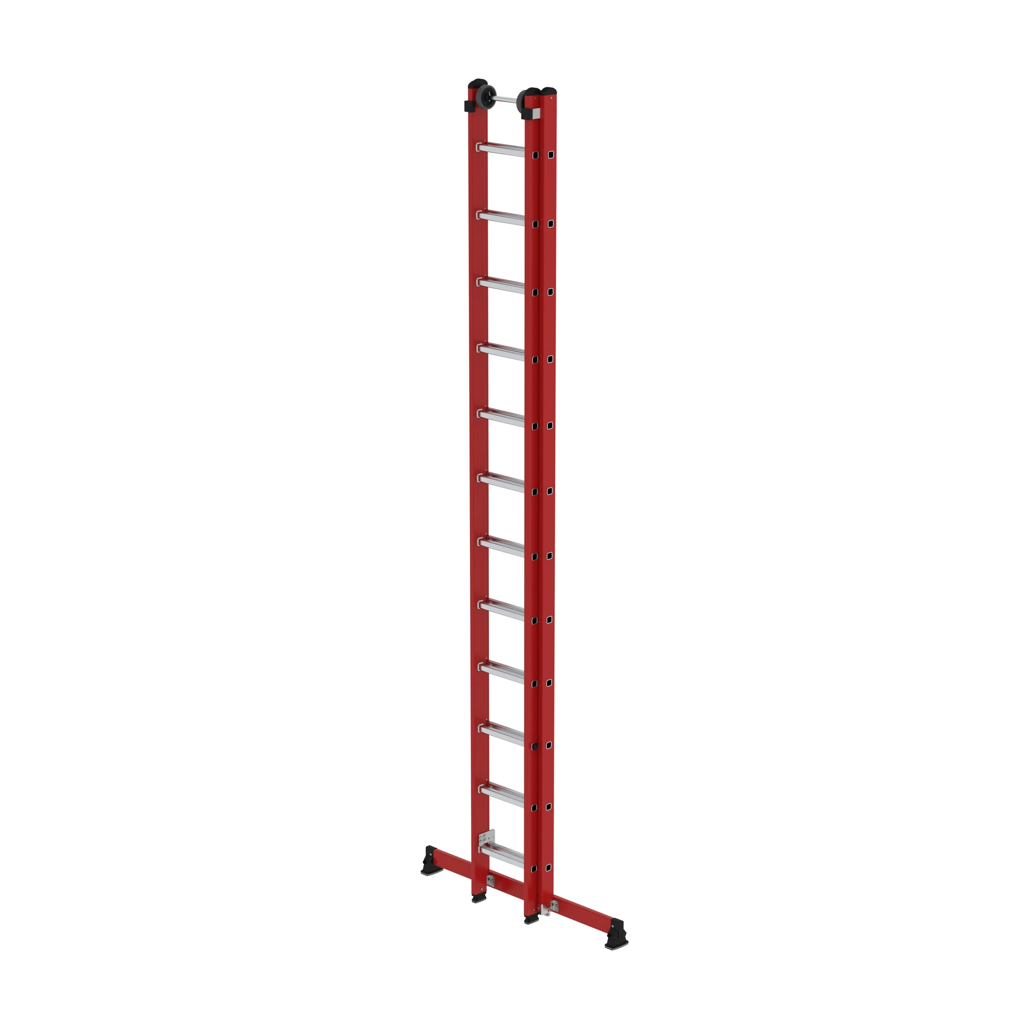 MUNK | Sprossen-Schiebeleiter 2-teilig GFK/Alu mit nivello®-Traverse 2x12 Sprossen – Bild 2