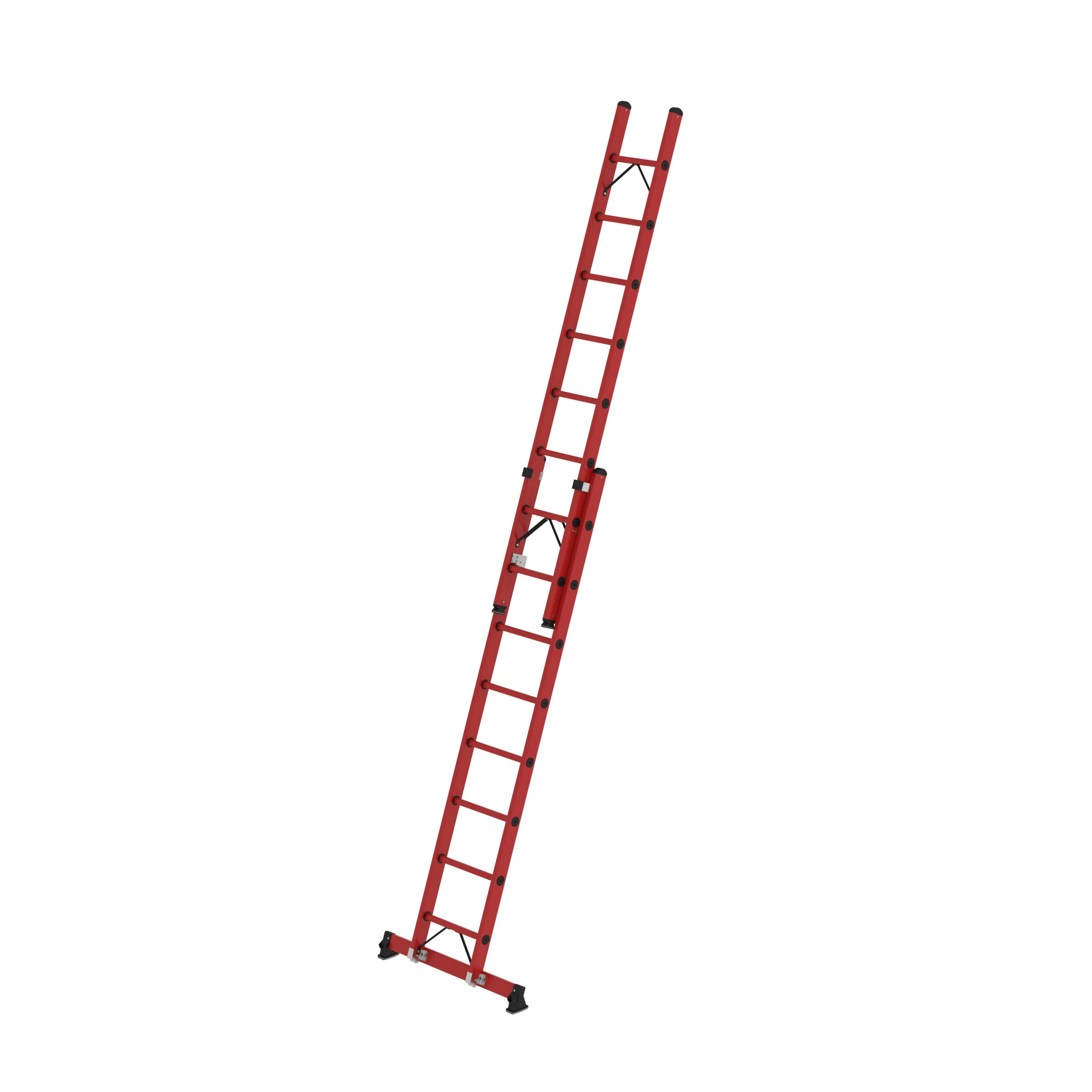 MUNK | Sprossen-Schiebeleiter 2-teilig GFK mit nivello® Traverse 2x8 Sprossen