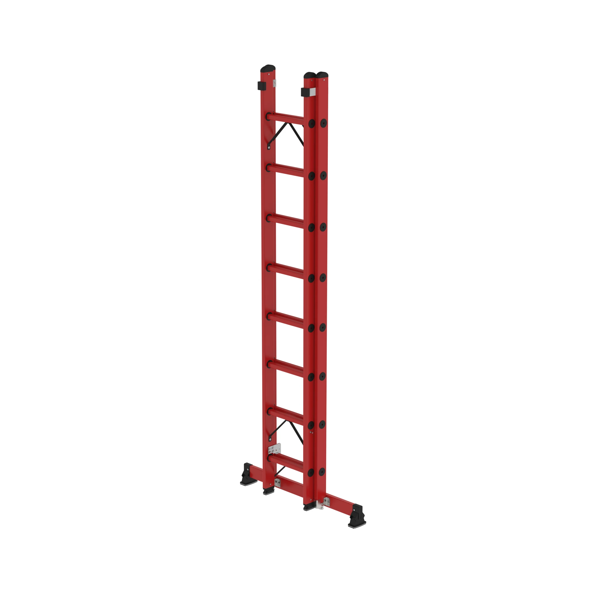 MUNK | Sprossen-Schiebeleiter 2-teilig GFK mit nivello® Traverse 2x8 Sprossen – Bild 2