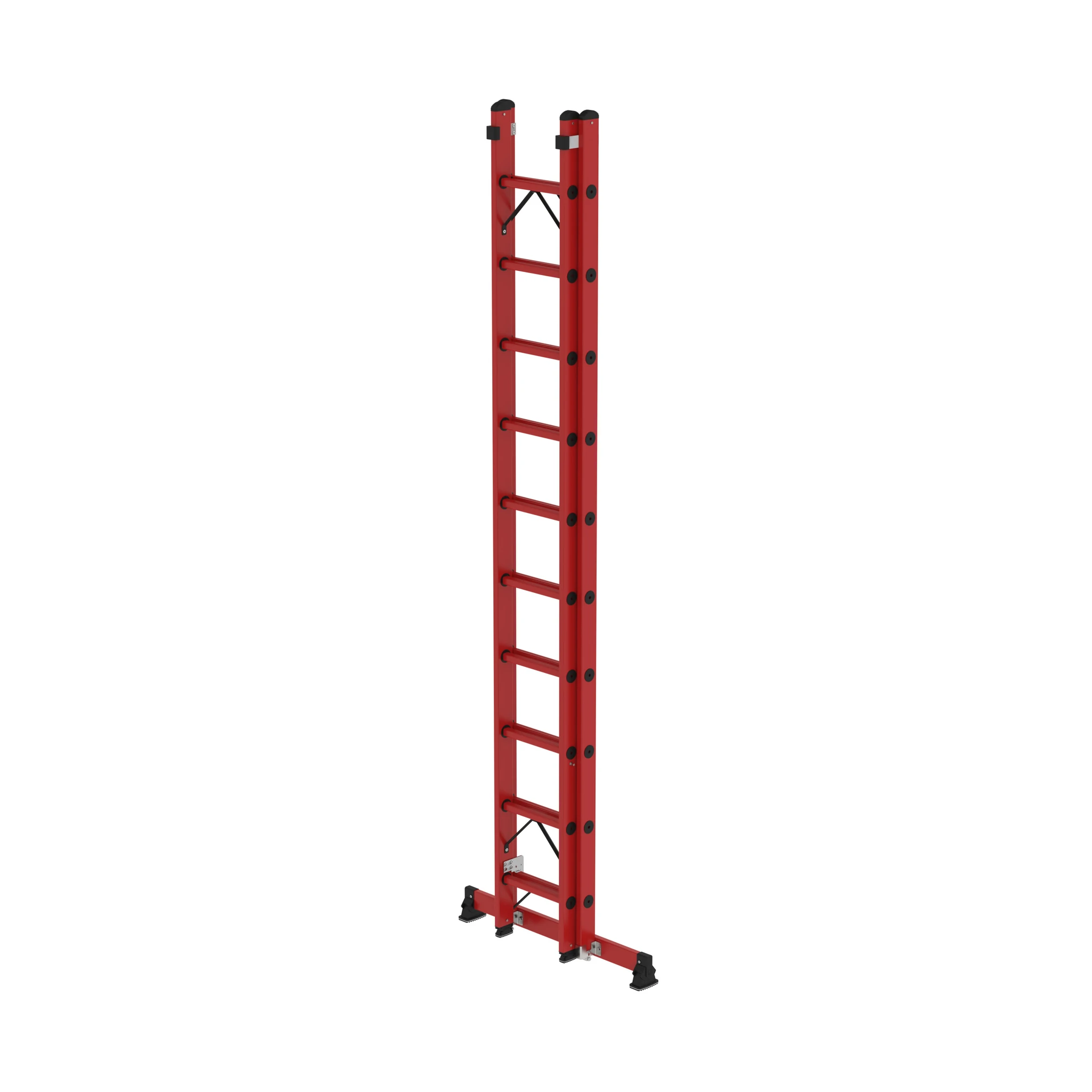 MUNK | Sprossen-Schiebeleiter 2-teilig GFK mit nivello® Traverse 2x10 Sprossen – Bild 2