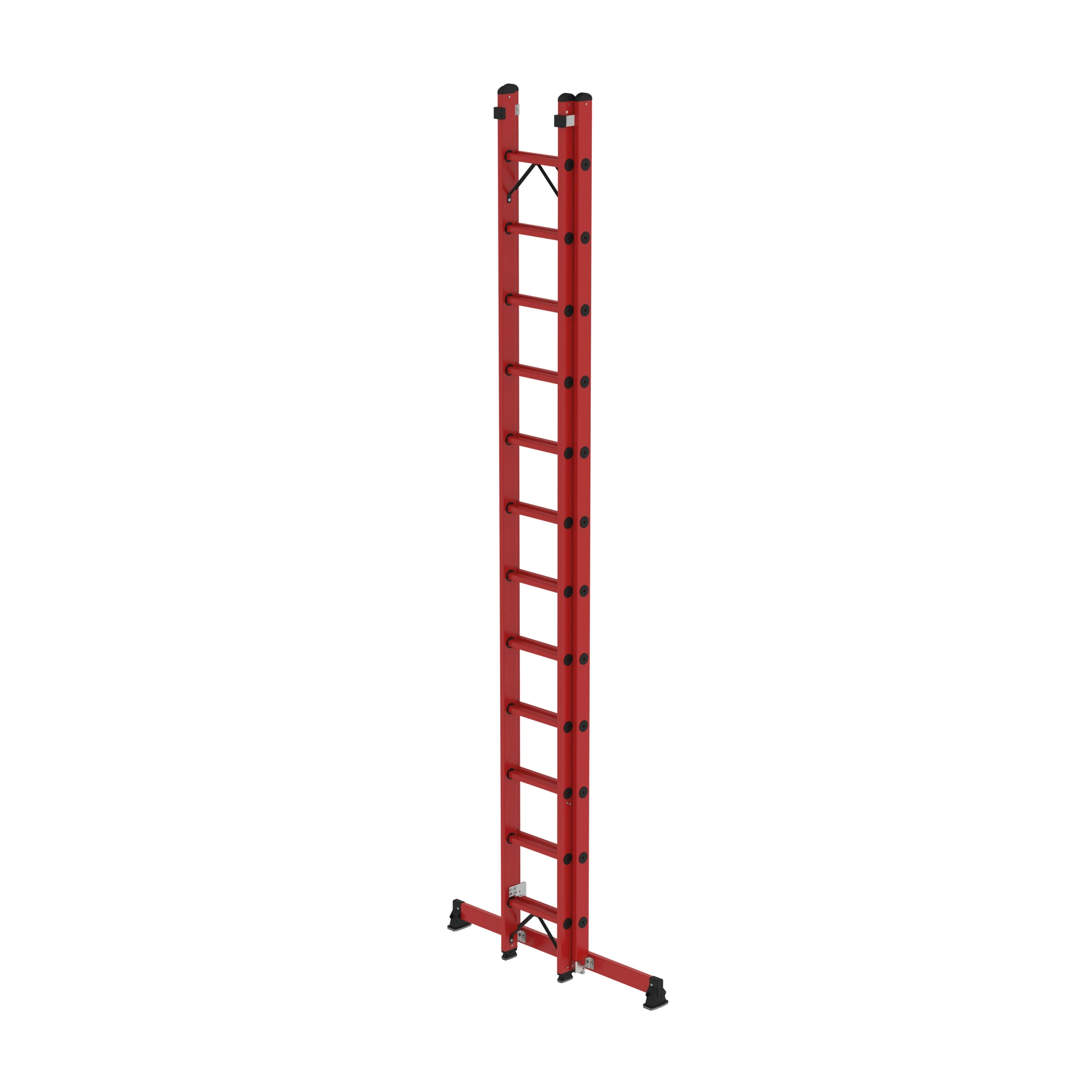 MUNK | Sprossen-Schiebeleiter 2-teilig GFK mit nivello® Traverse 2x12 Sprossen – Bild 2