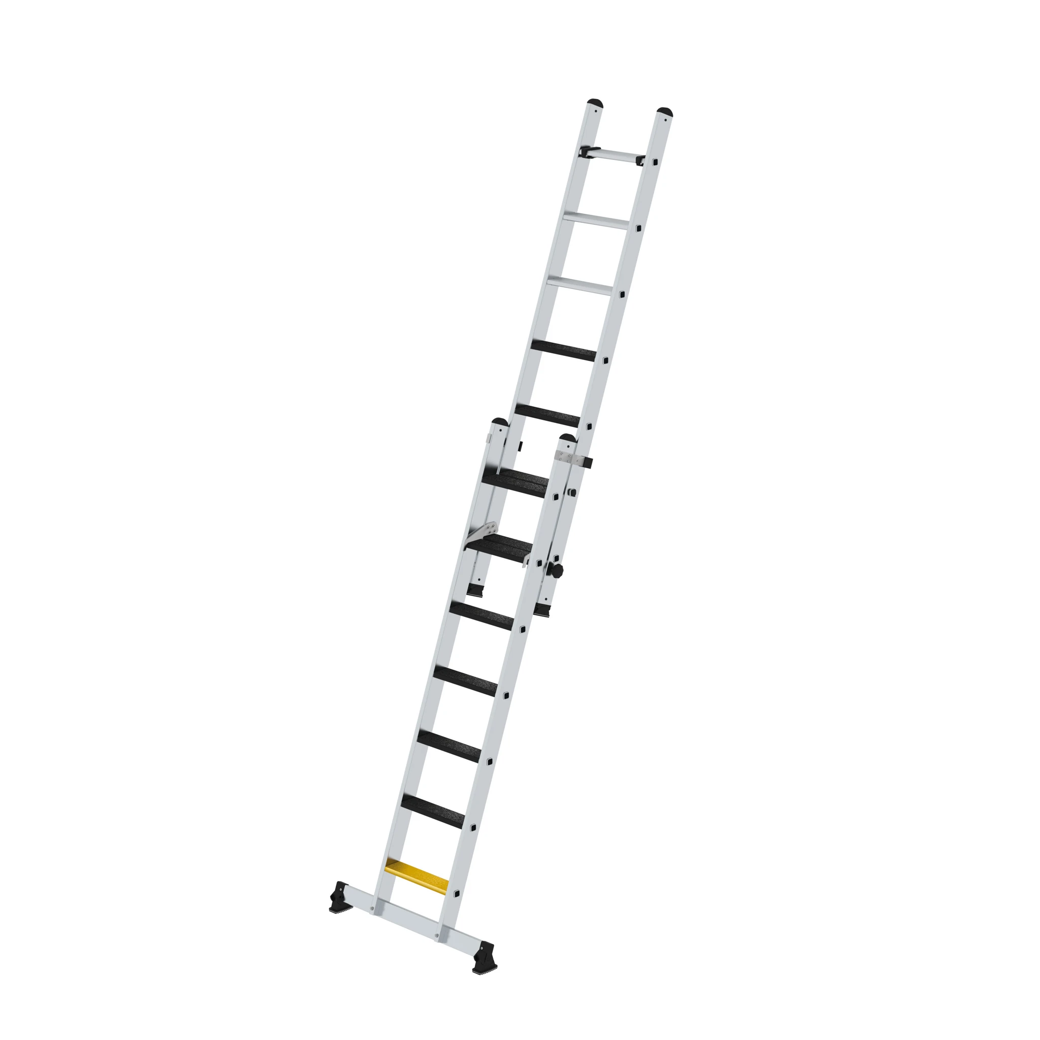 MUNK | Stufen-Schiebeleiter 2-teilig mit nivello-Traverse und clip-step R13 2x7
