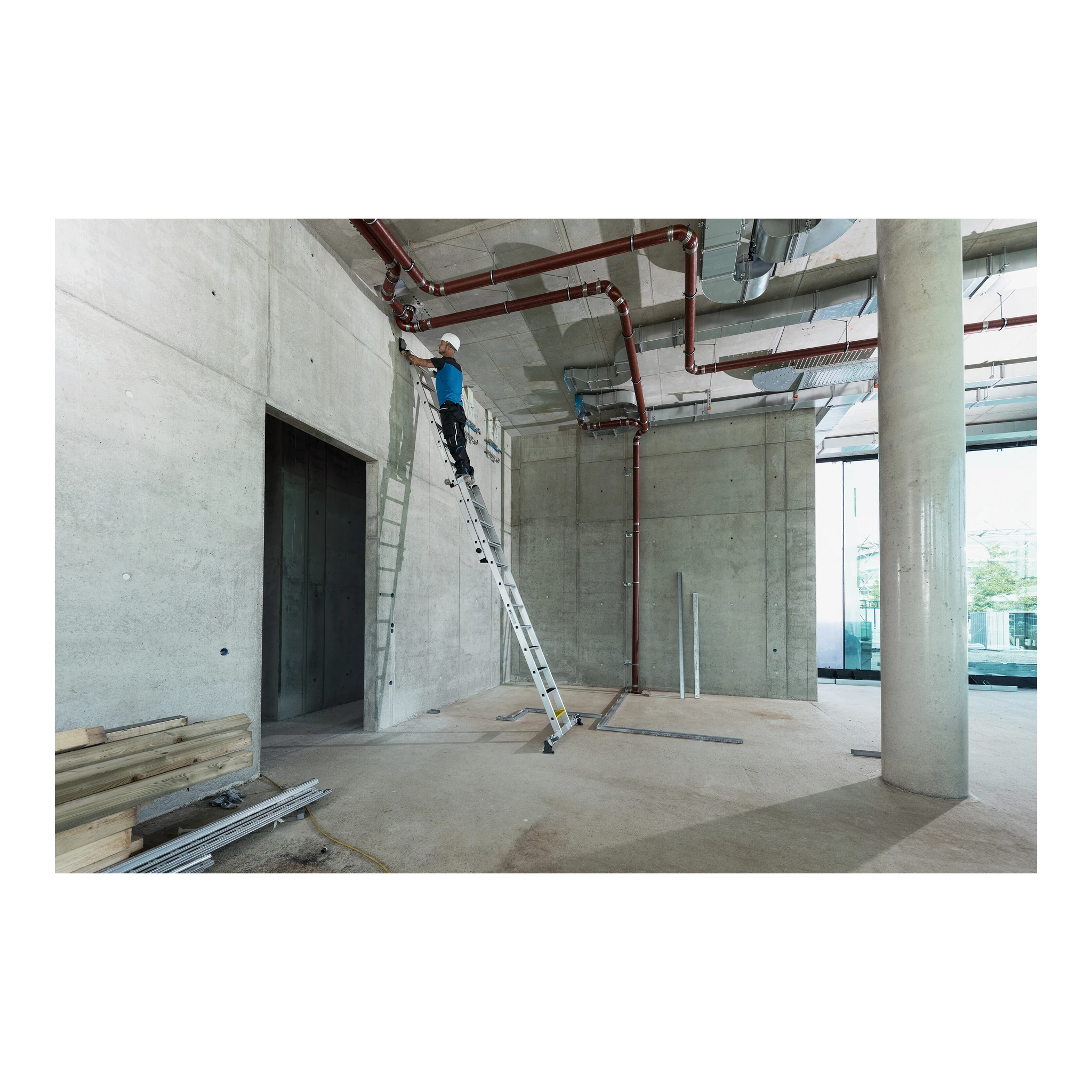 MUNK | Stufen-Schiebeleiter 2-teilig mit nivello-Traverse und clip-step R13 2x9 – Bild 2