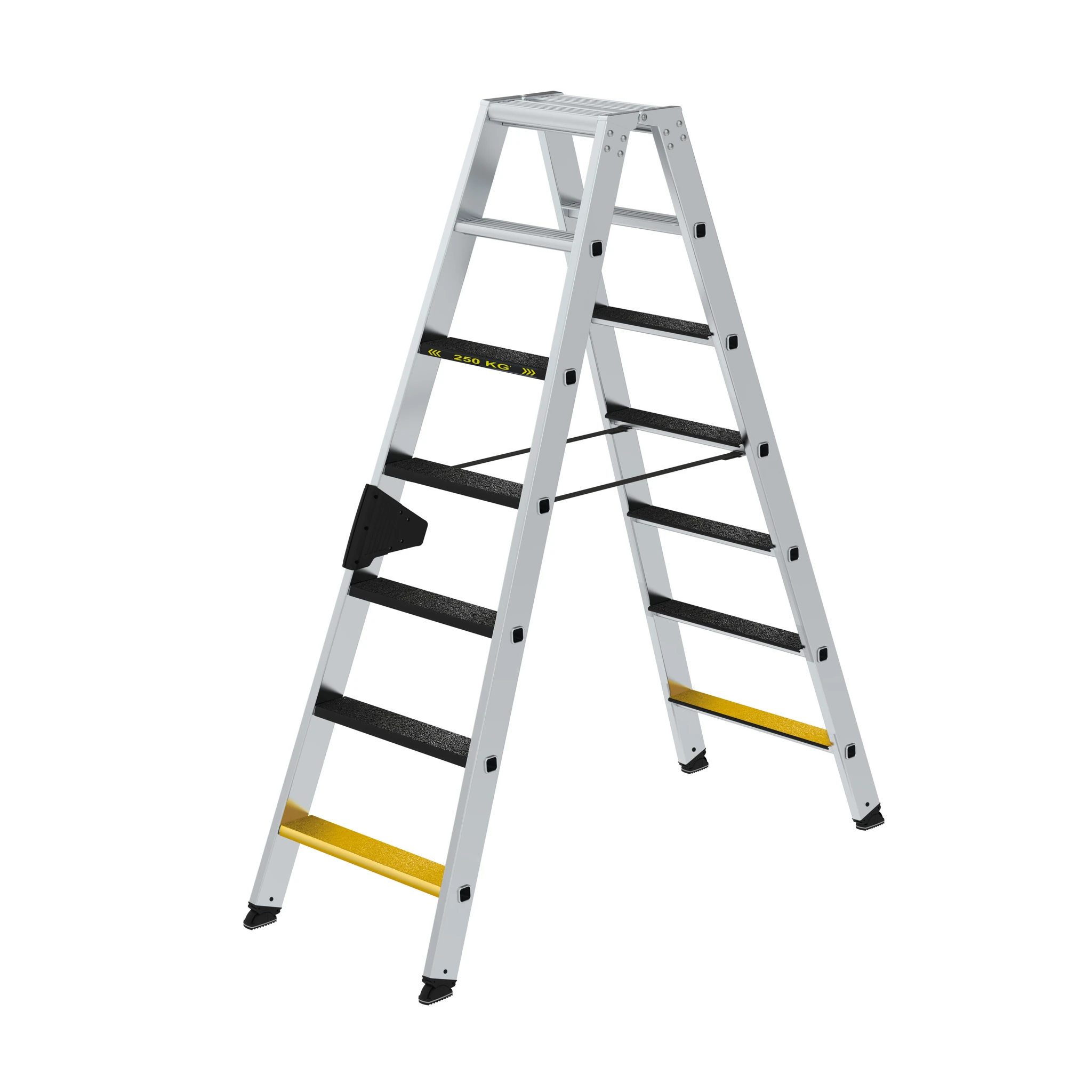 MUNK | Stufen-Stehleiter 250 kg beidseitig begehbar mit clip-step R13 2x7 Stufen