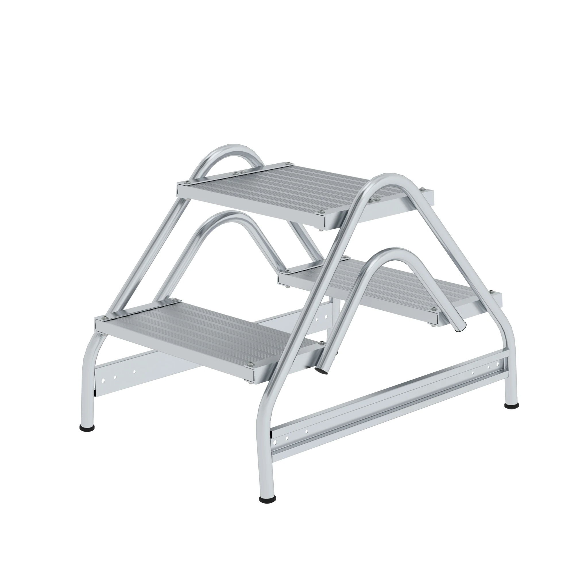 MUNK | Arbeitspodest beidseitig begehbar Aluminium geriffelt 2x2 Stufen
