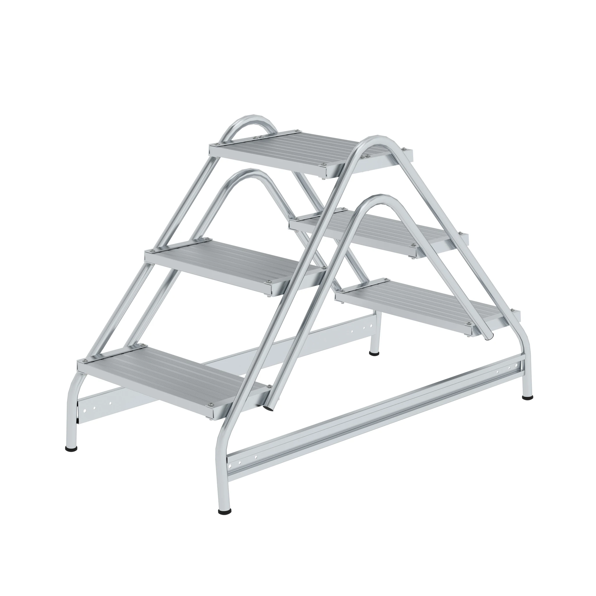 MUNK | Arbeitspodest beidseitig begehbar Aluminium geriffelt 2x3 Stufen