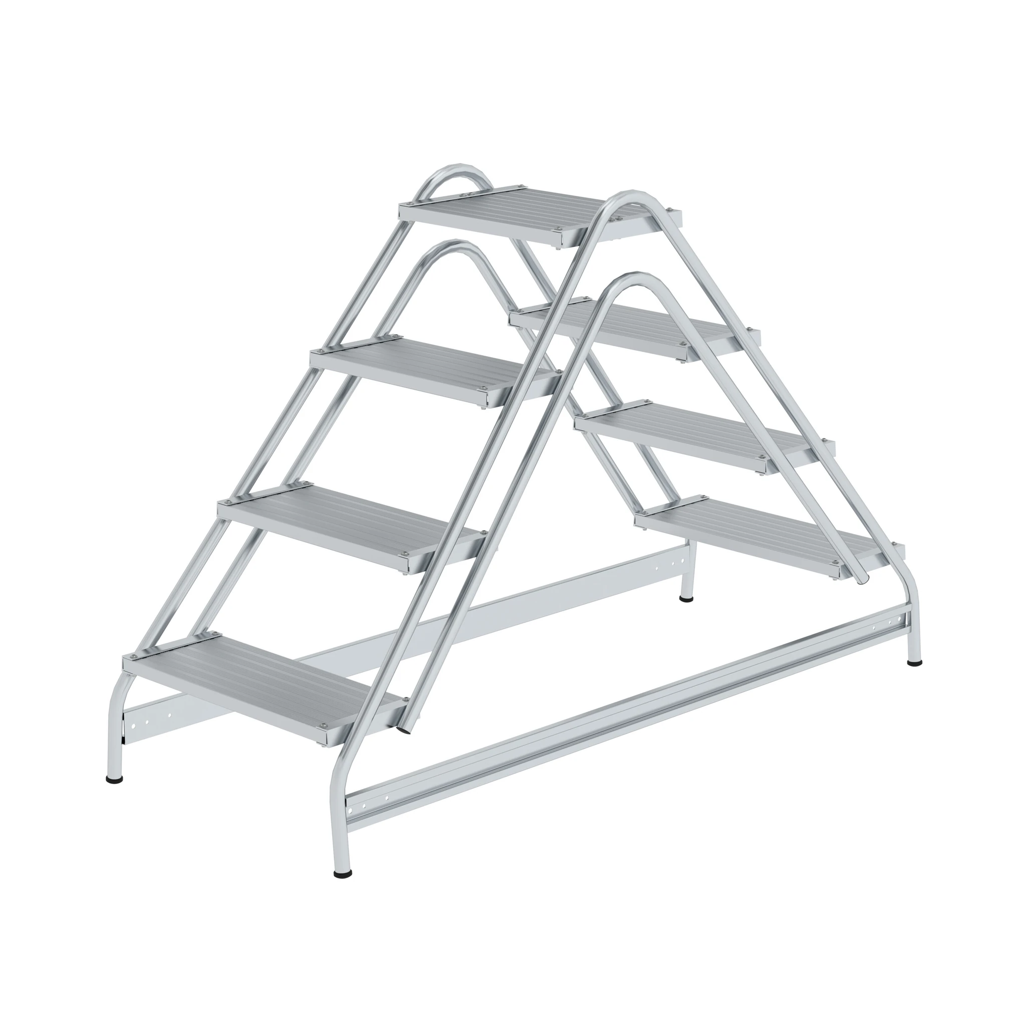 MUNK | Arbeitspodest beidseitig begehbar Aluminium geriffelt 2x4 Stufen