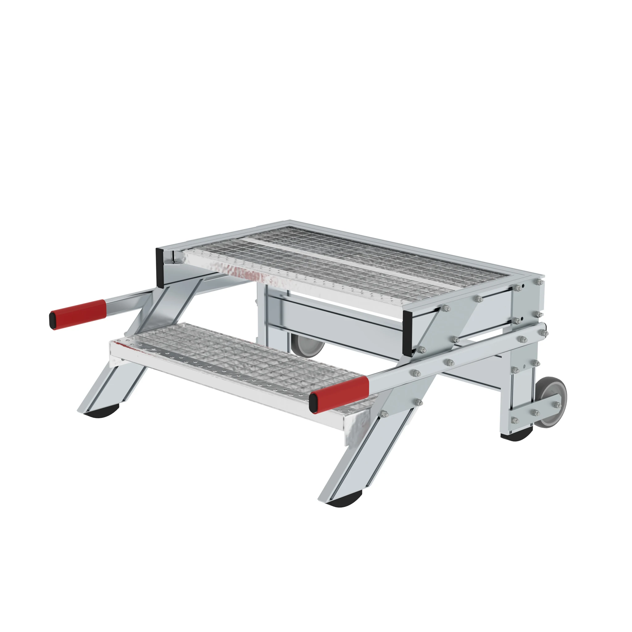 MUNK | Arbeitspodest fahrbar, Stufenbreite 800 mm, Stahl-Gitterrost 2 Stufen